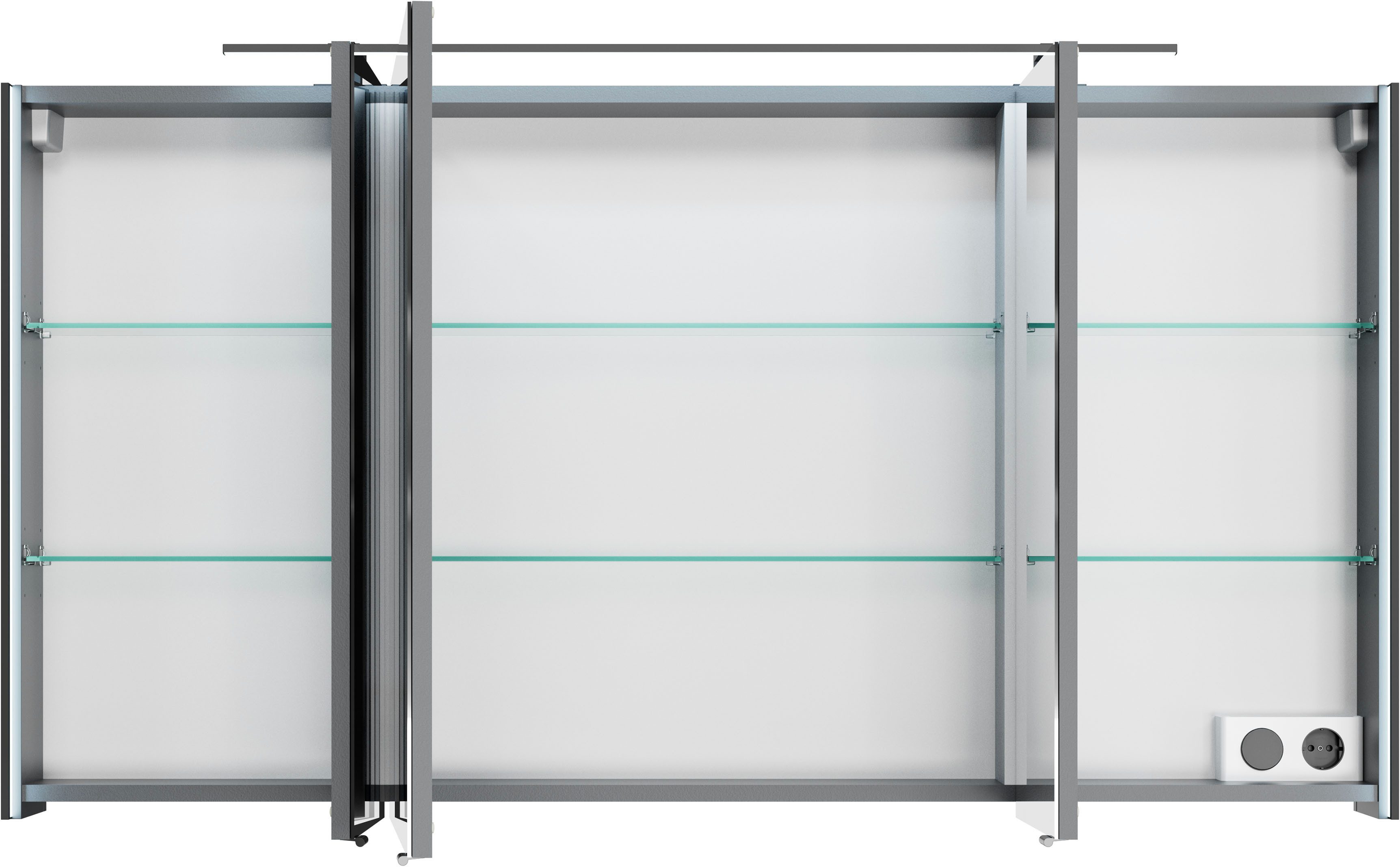 Saphir Badmeubelset Serie 7045 2-delig, mineraalmarmeren wastafel met led-spiegelkast (set, 2 stuks)