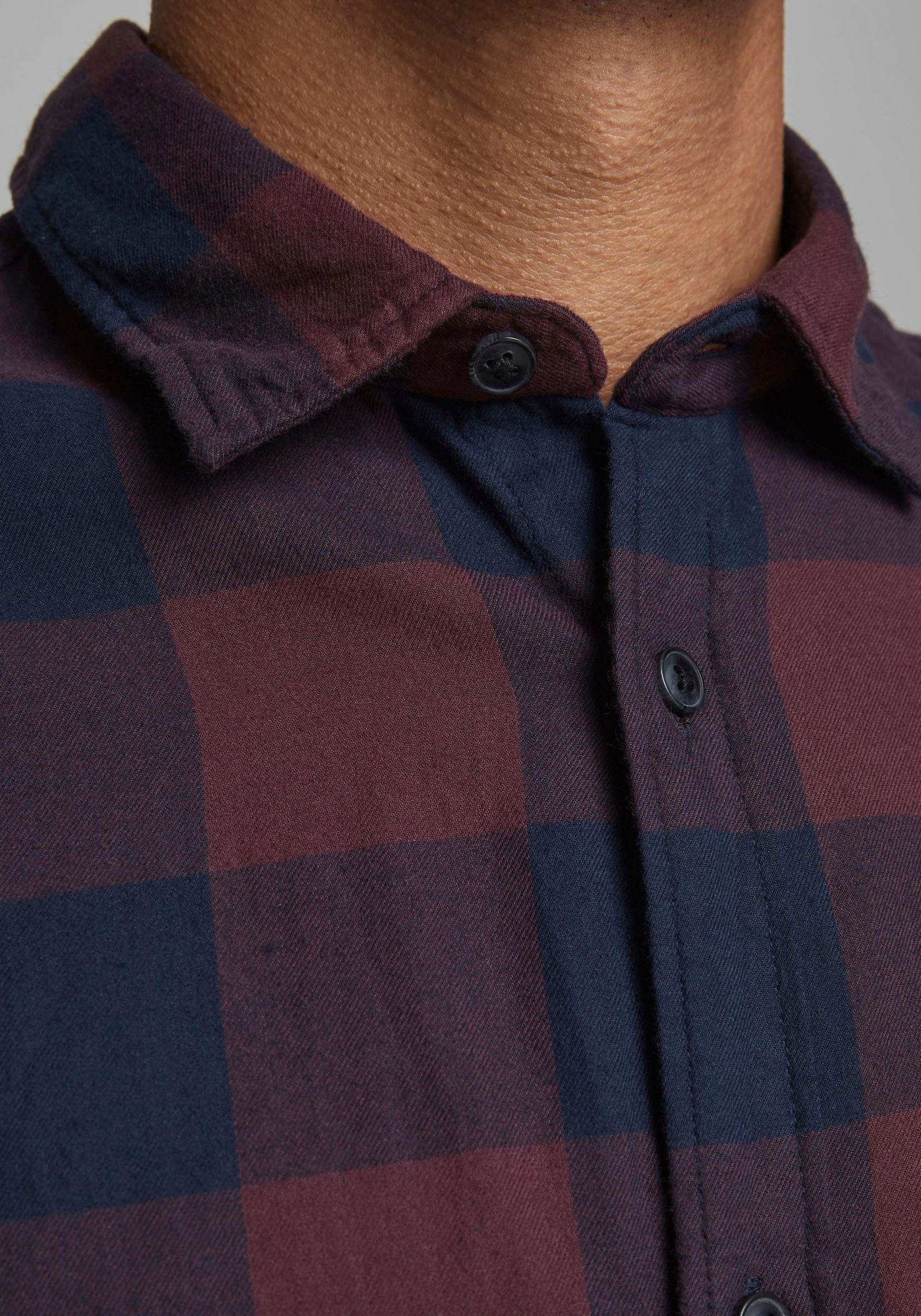 Jack & Jones Geruit overhemd JJ JJEGINGHAM TWILL SHIRT L/