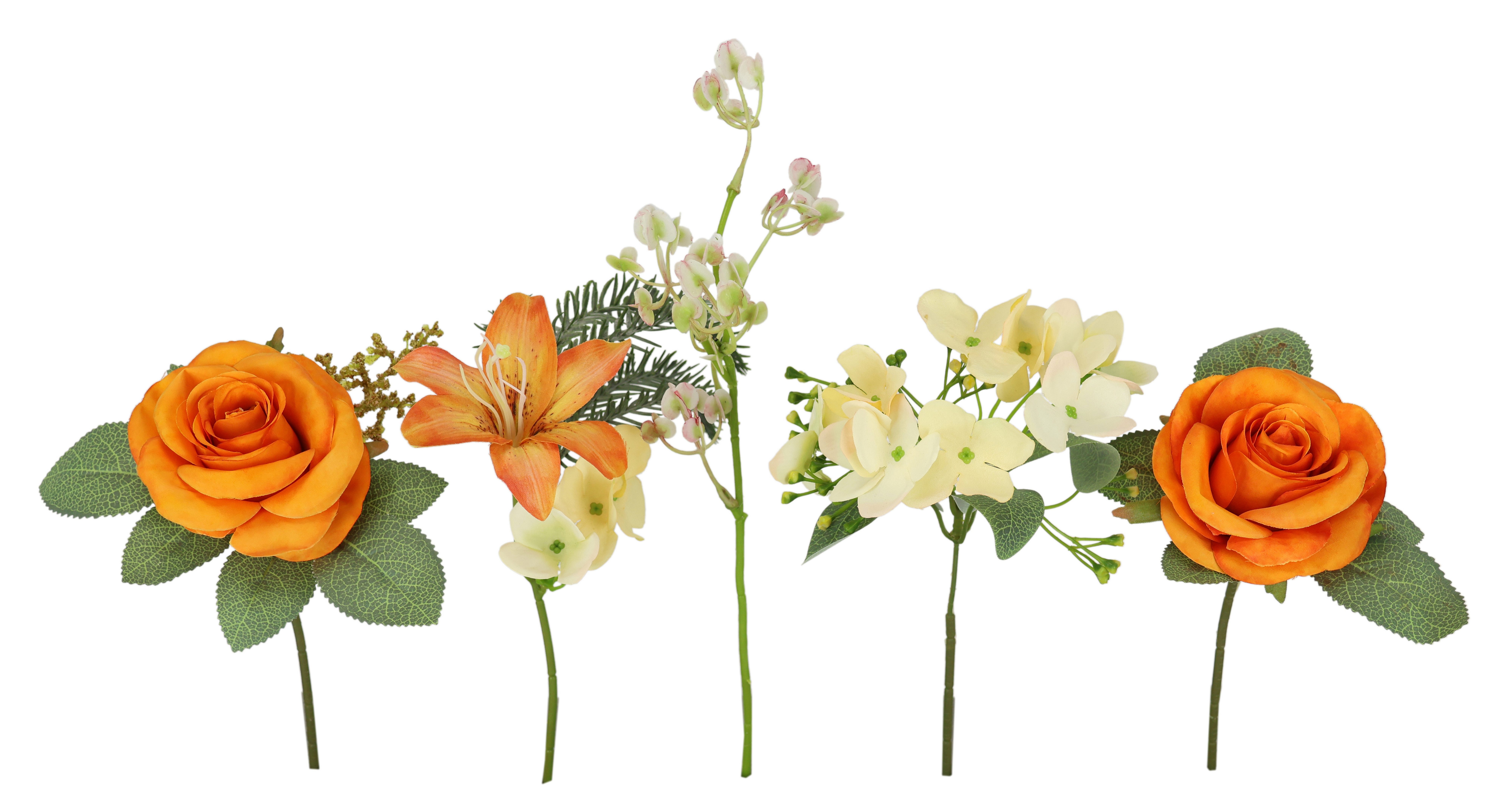 I.GE.A. Kunstbloem nboeket rozen, lelies, hortensia Bloemenboeket boeket bloem grafdecoratie opvulling grafdecoratie (2 stuks)