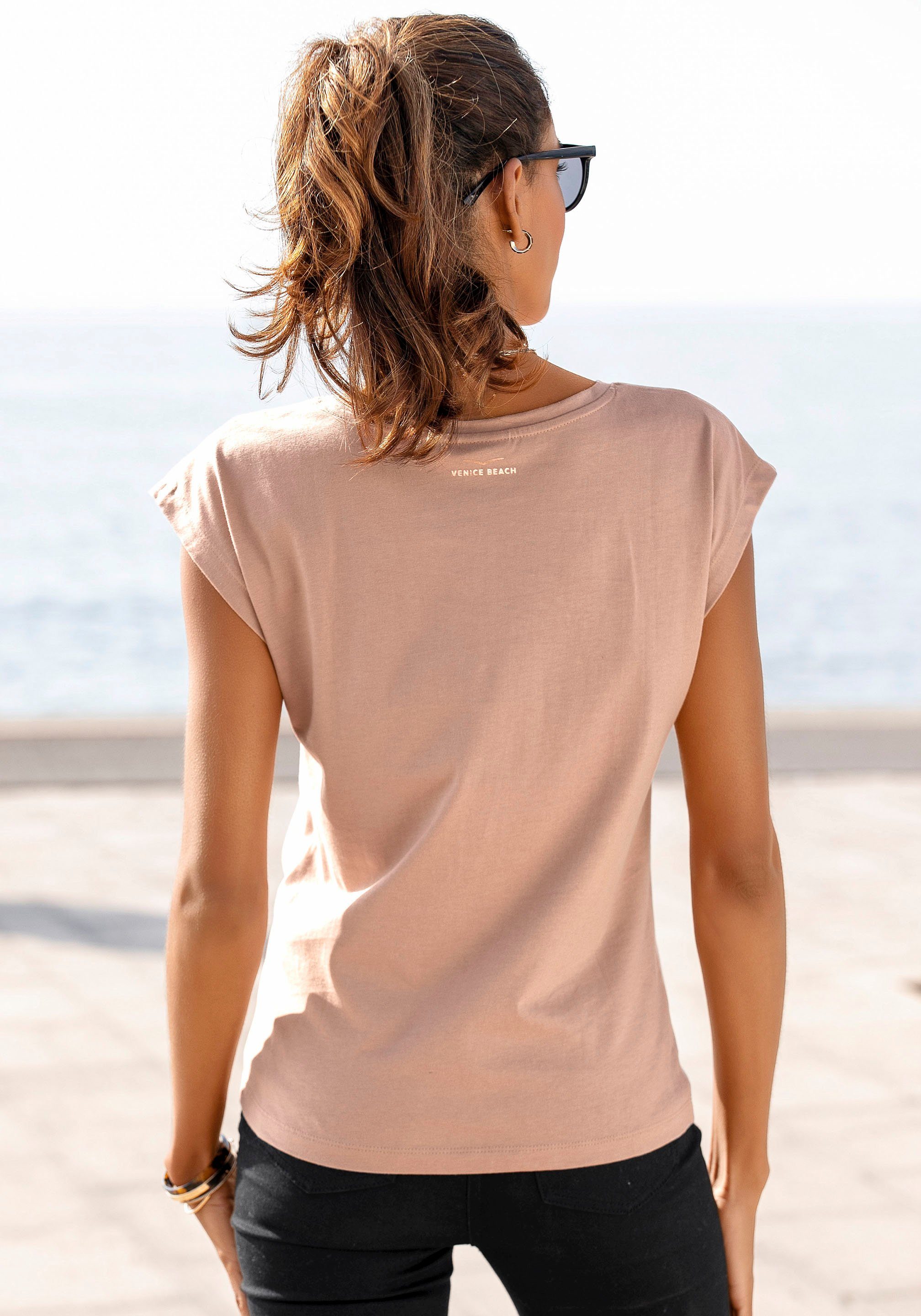 Venice Beach Shirt met korte mouwen t-shirt van katoen met glanzende logoprint