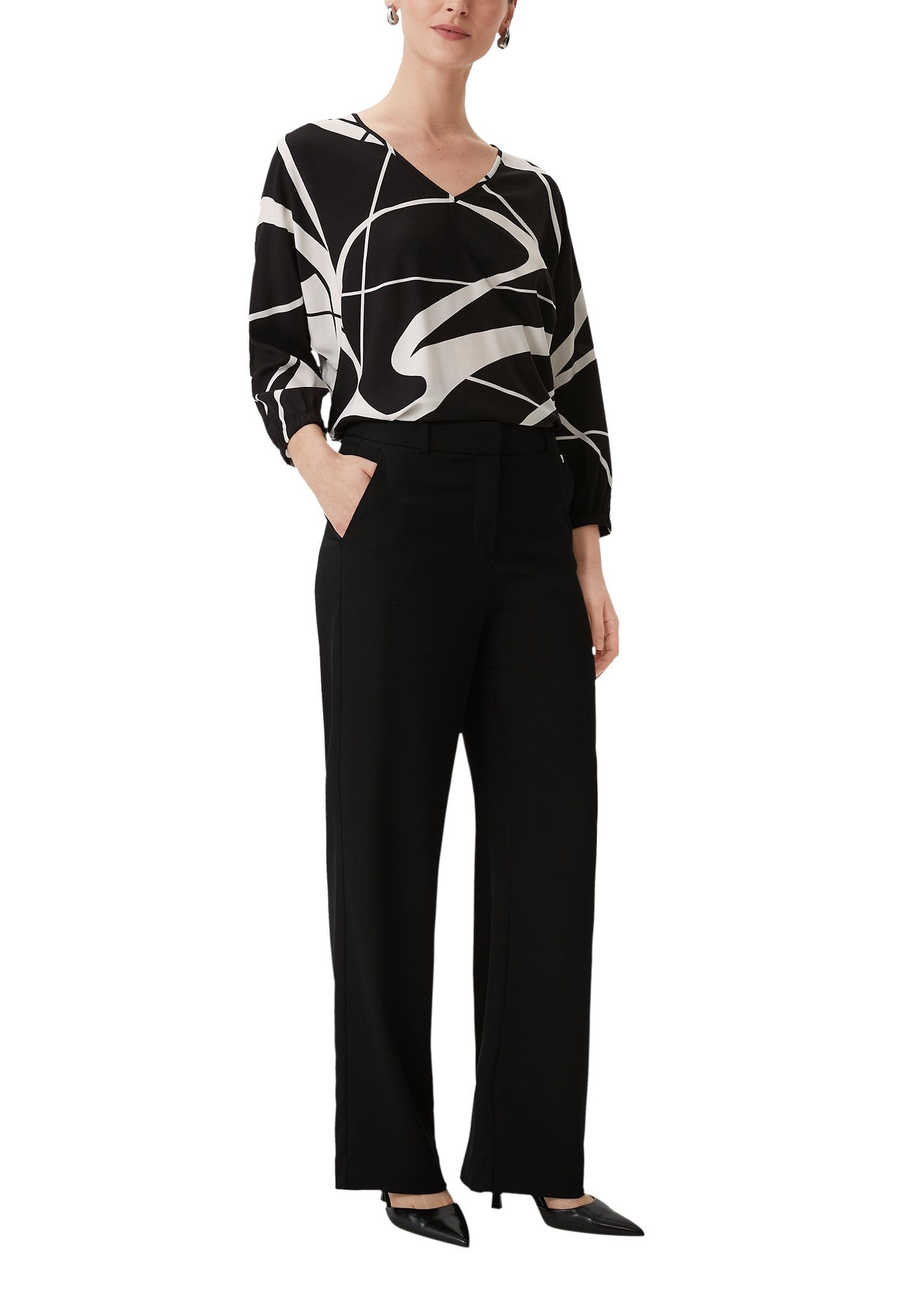 Comma Gedessineerde blouse met v-halslijn en allover-patroon