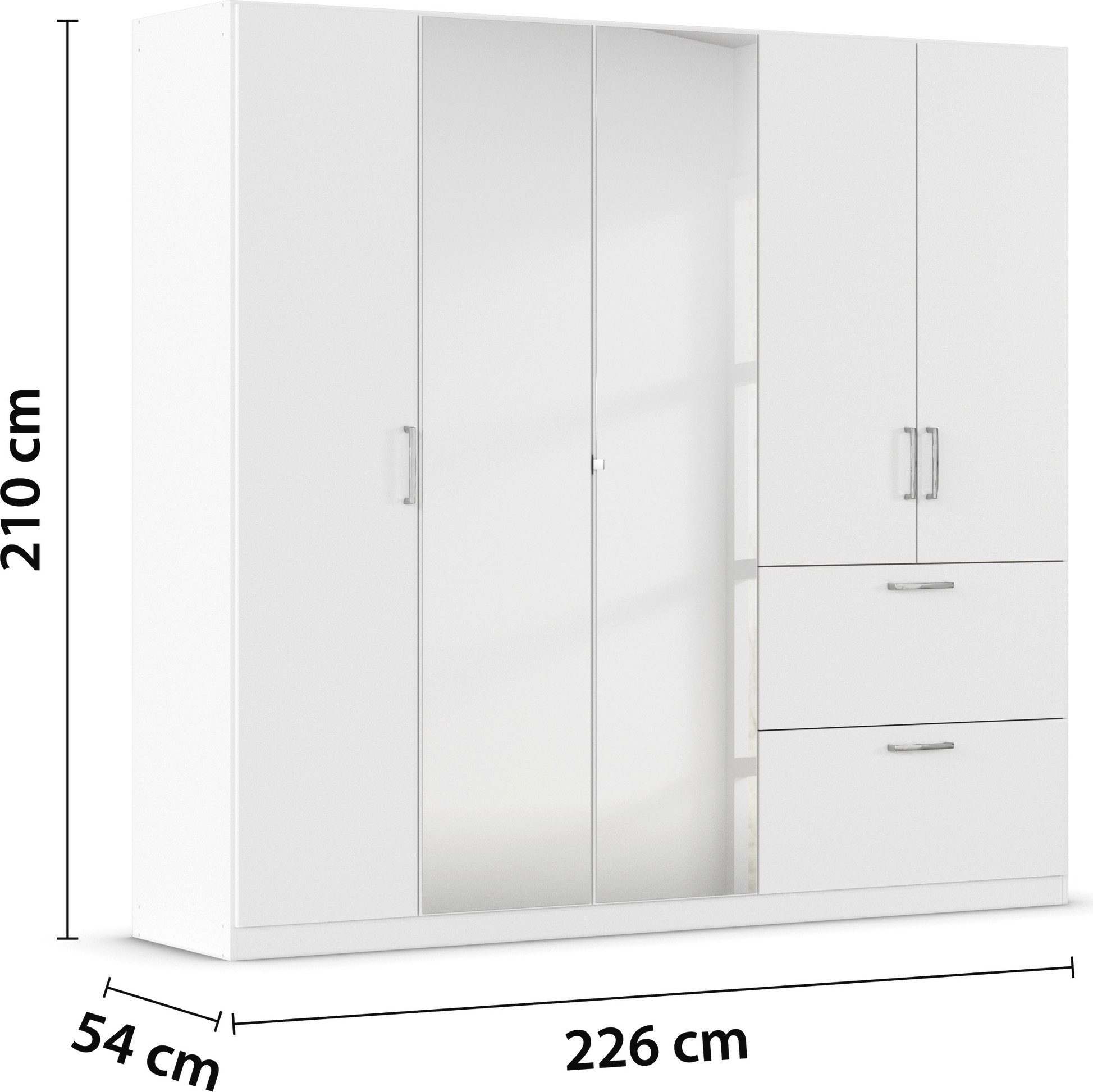 rauch Draaideurkast Kledingkast Kast Garderobe Slaapkamerkast PADUA volledig gemonteerde spiegeldeuren, twee grote lades made in germany