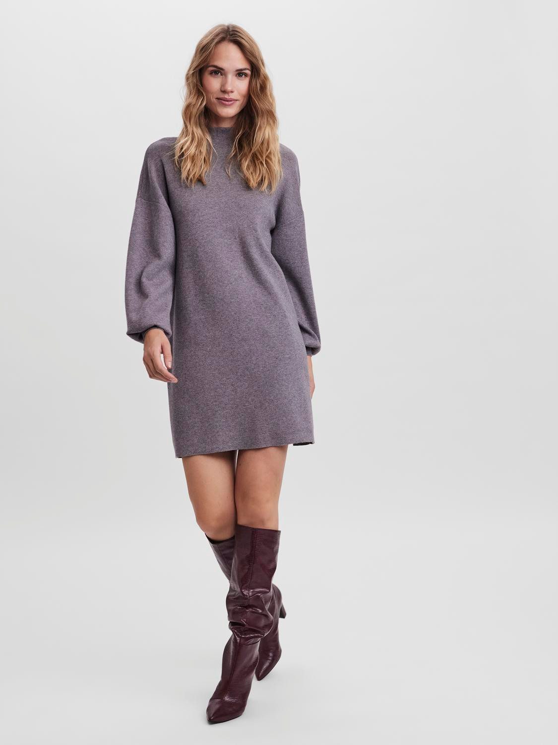 Vero Moda Gebreide jurk VMNANCY LS FUNNELNECK DRESS GA NOOS