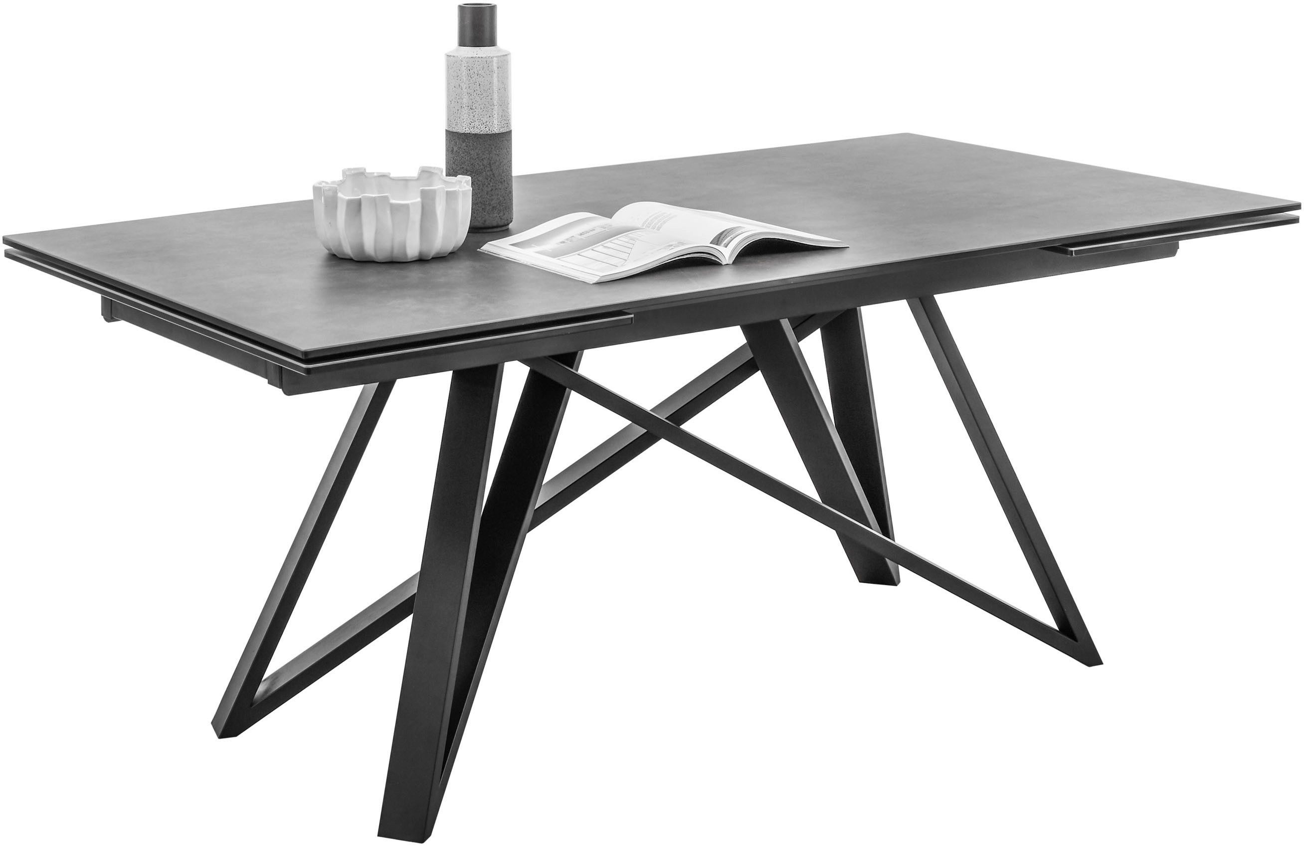 Stolkom Eettafel Charly eettafel keramiek, uitschuifbaar tot 280 cm, BxHxD 180x75x95 cm Keramische oppervlakte, tafelblad aan beide zijden uittrekbaar van 180 naar 280 cm