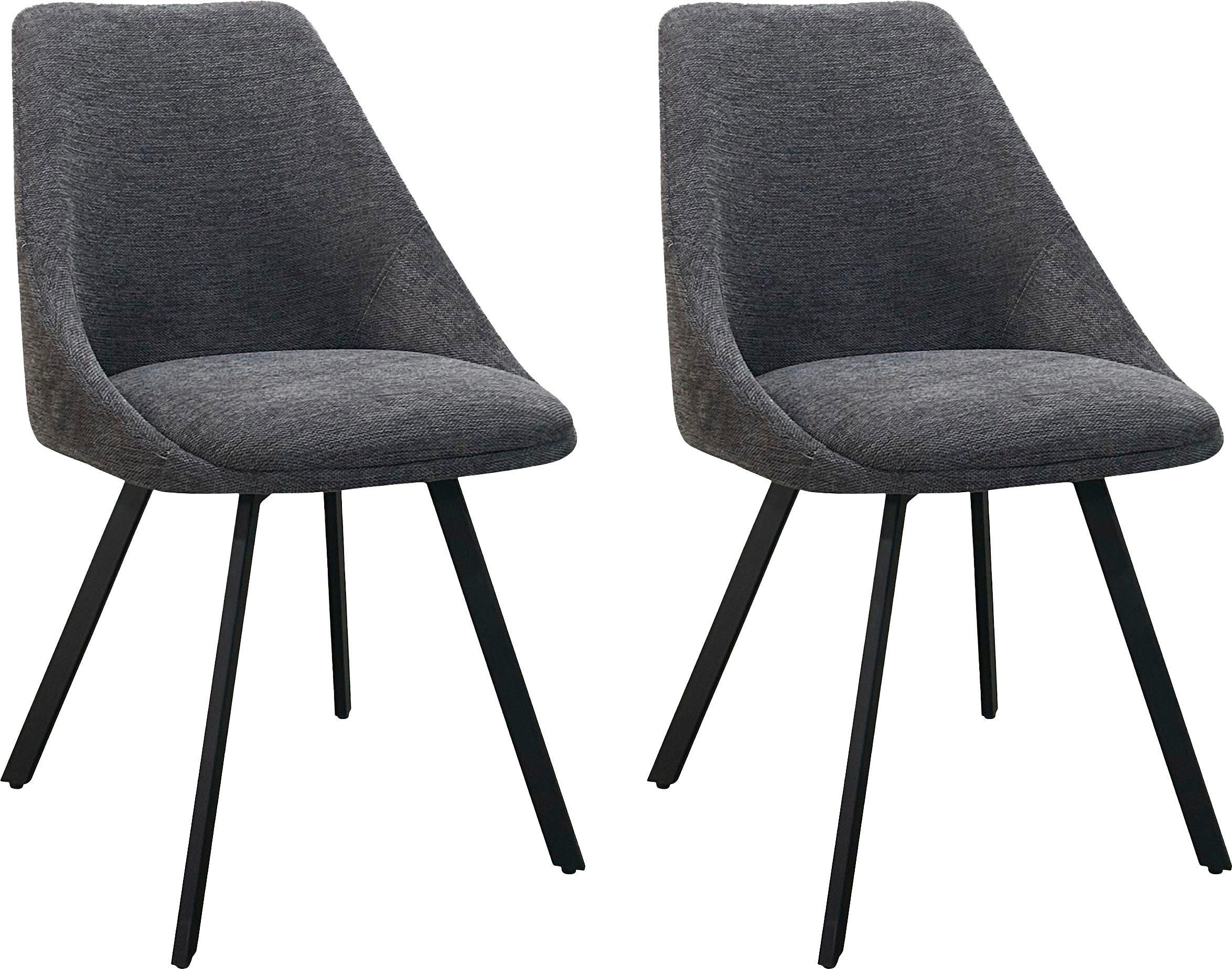 byLIVING Eetkamerstoel Jasper (2-stuks set) Zitkuip 360° draaibaar, zwart metaal, keukenstoel, diverse bekleding (set)