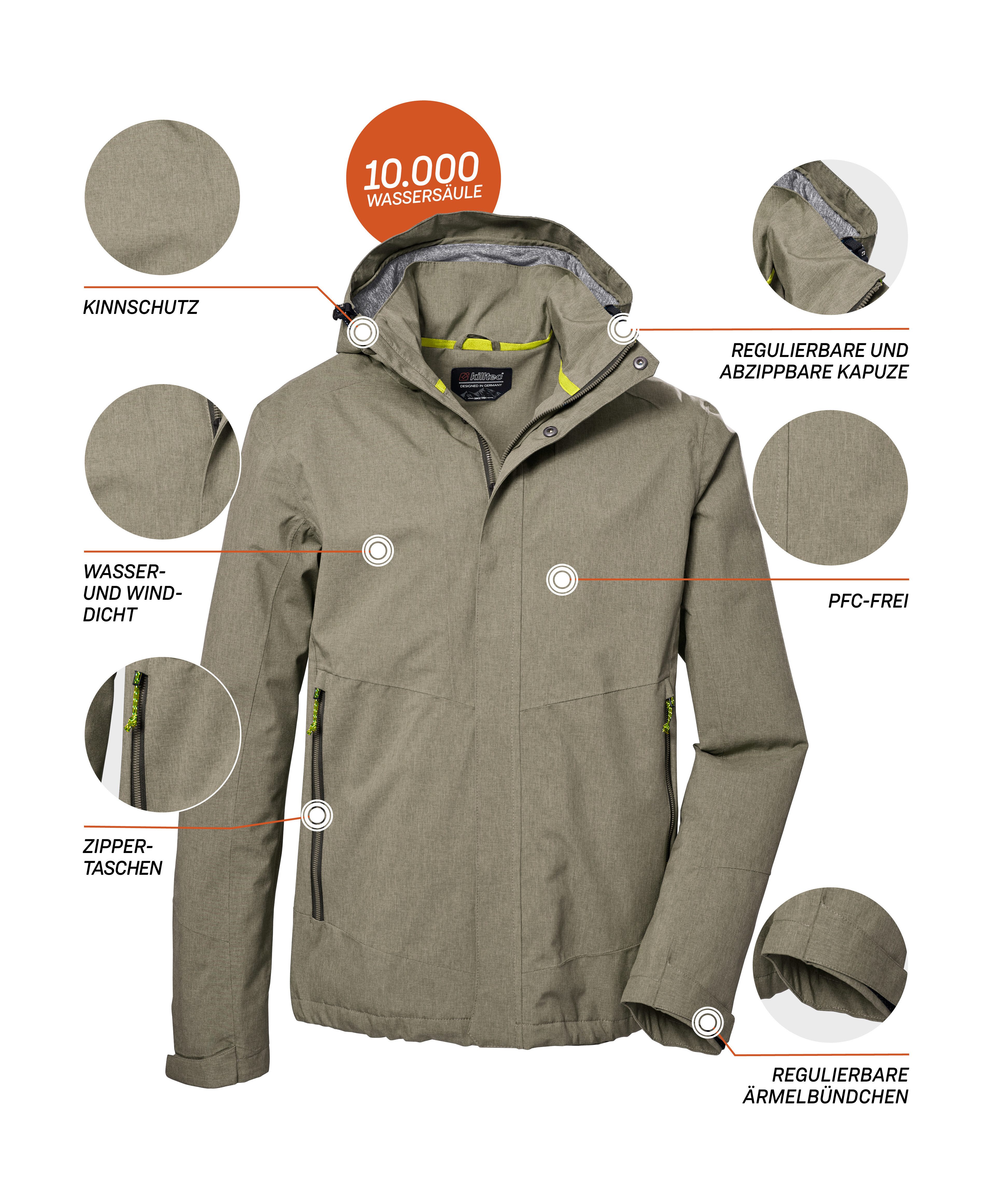 Killtec Outdoorjack KOS 53 MN JCKT Functionele jas: Wind- en waterdicht, ademend, afneembare capuchon