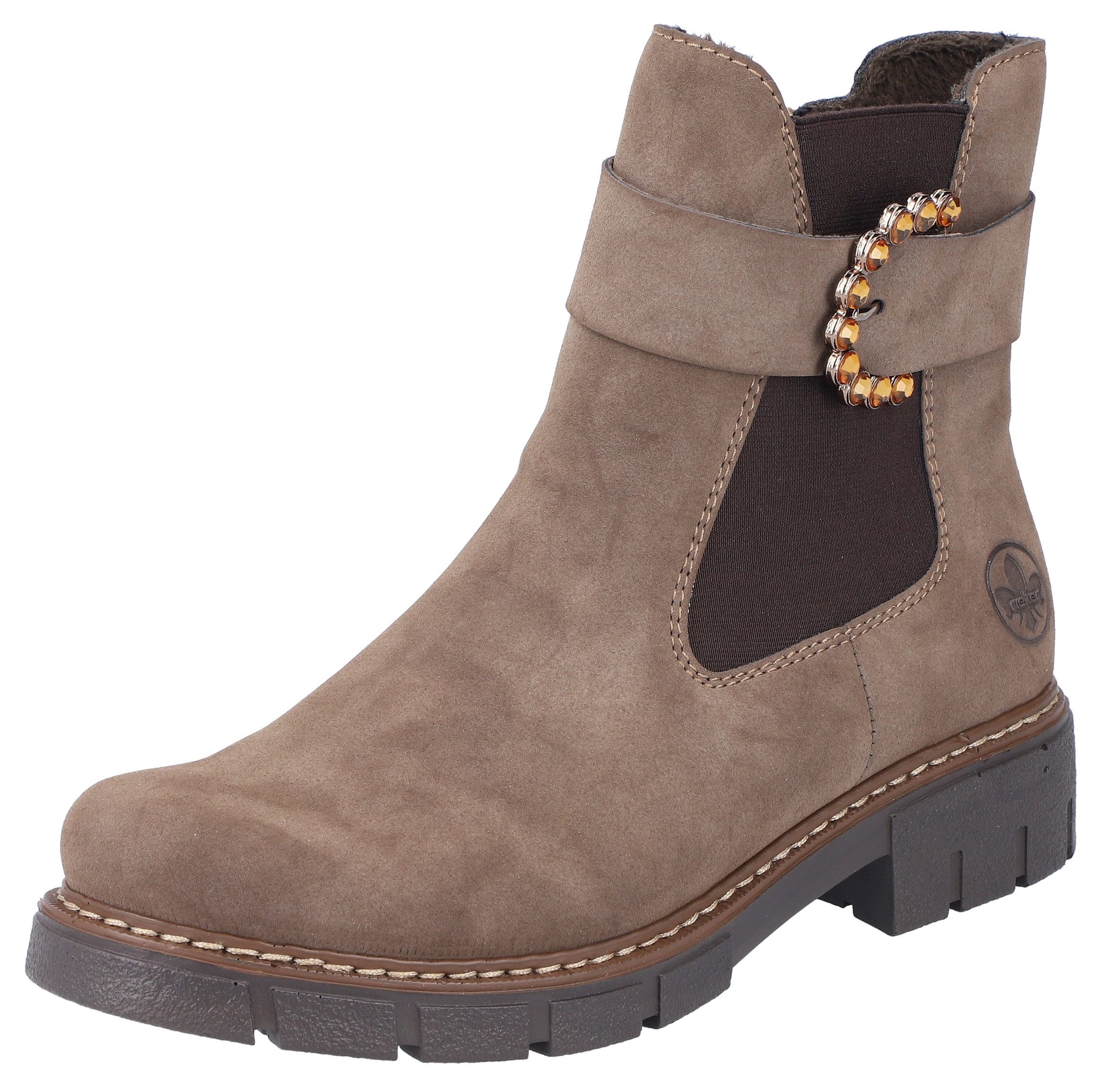 Rieker Chelsea-boots enkellaars, instaplaarzen, hakken, met decoratieve gesp