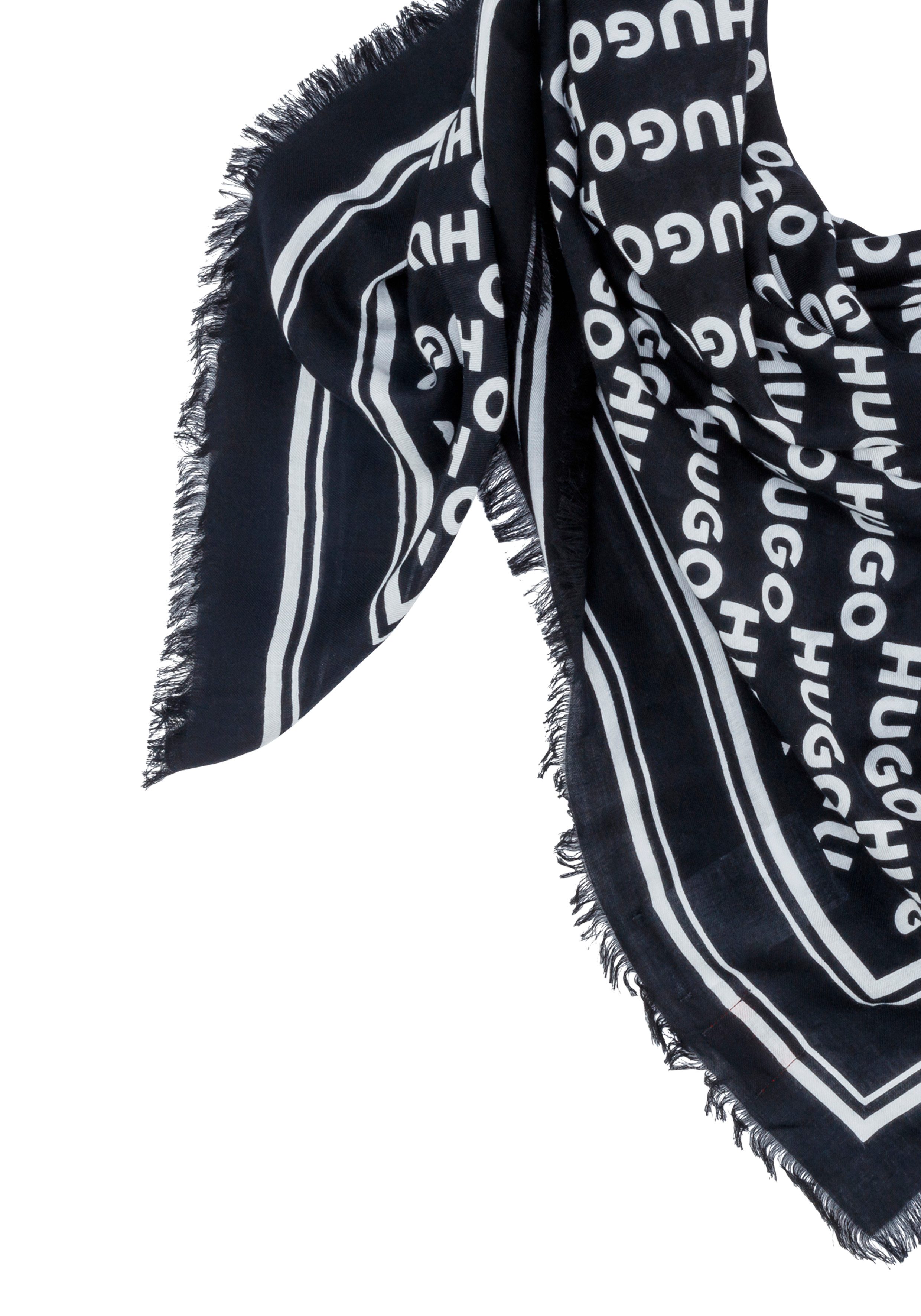 HUGO Sjaal Alycia 120*120 met hugo logoprints