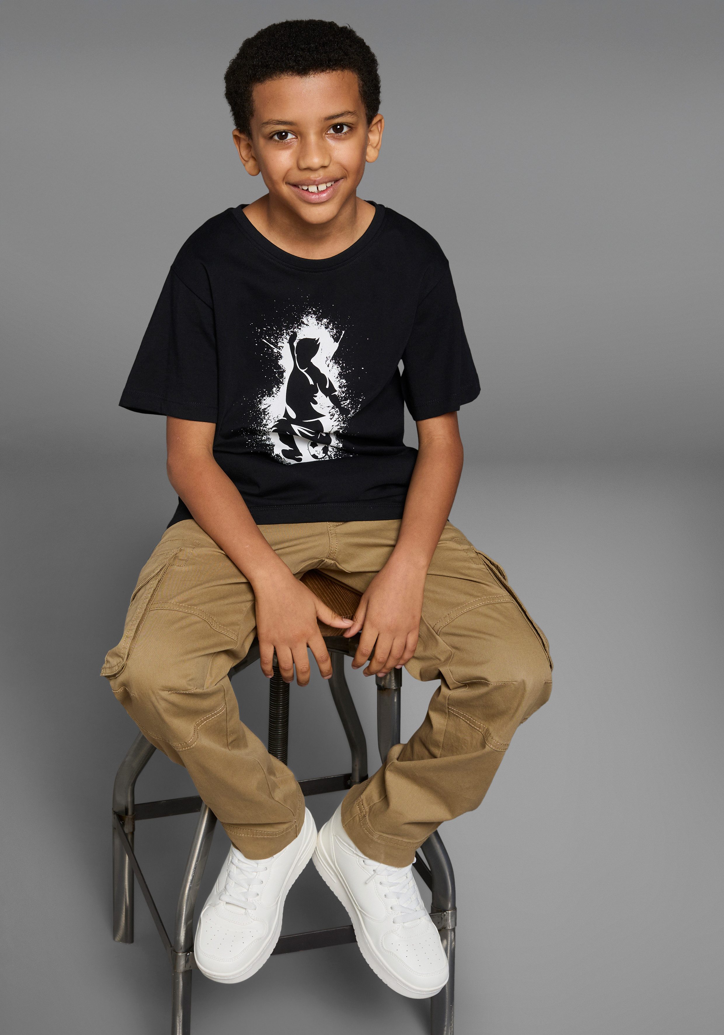 KIDSWORLD T-shirt Met casual VOETBAL-print Korte mouwen, basic pasvorm, met stijlvolle print, ronde hals