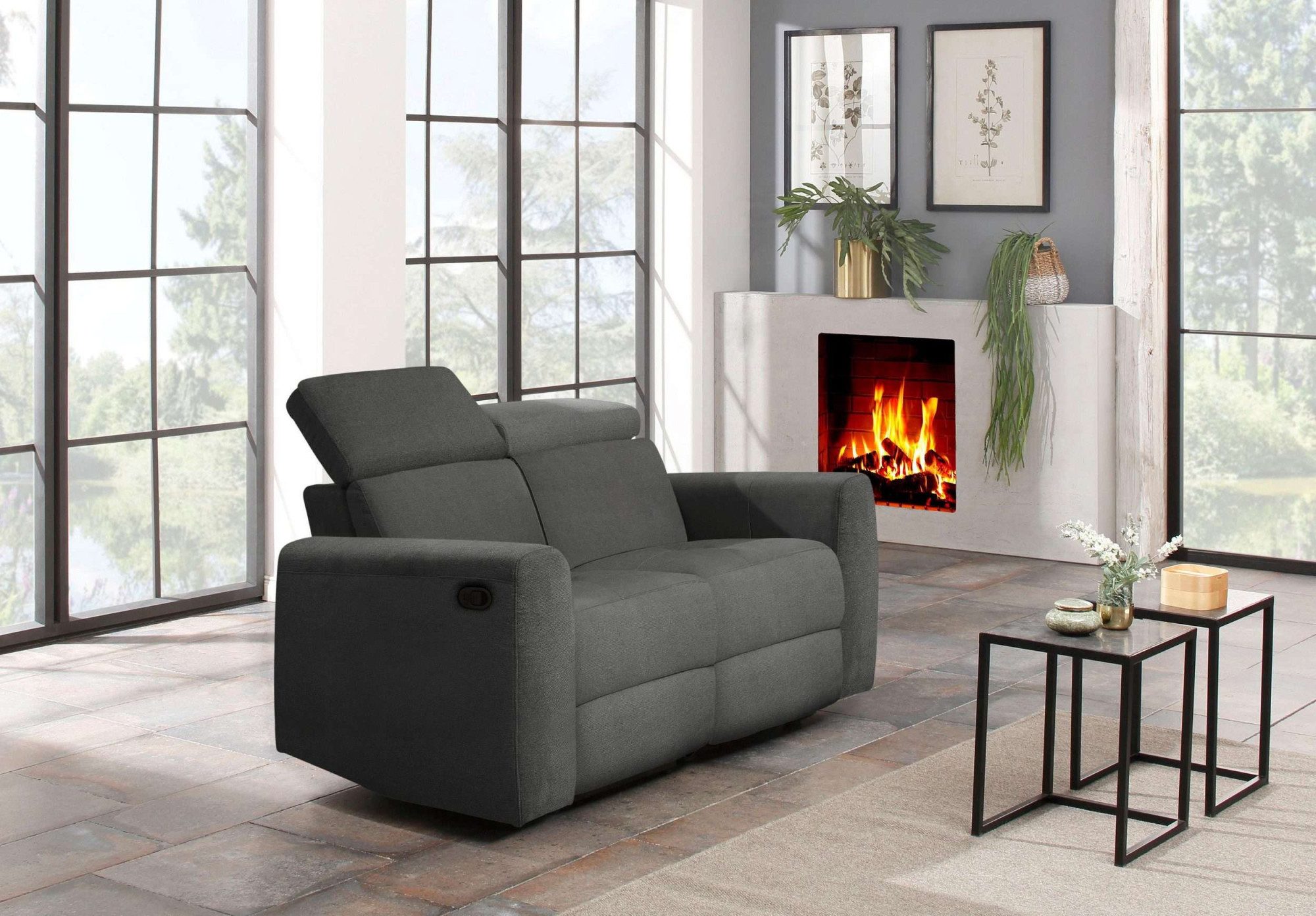 Home affaire 2-zitsbank Sentrano 152 cm, man. of electr. relaxfunctie en usb/kopverstelling