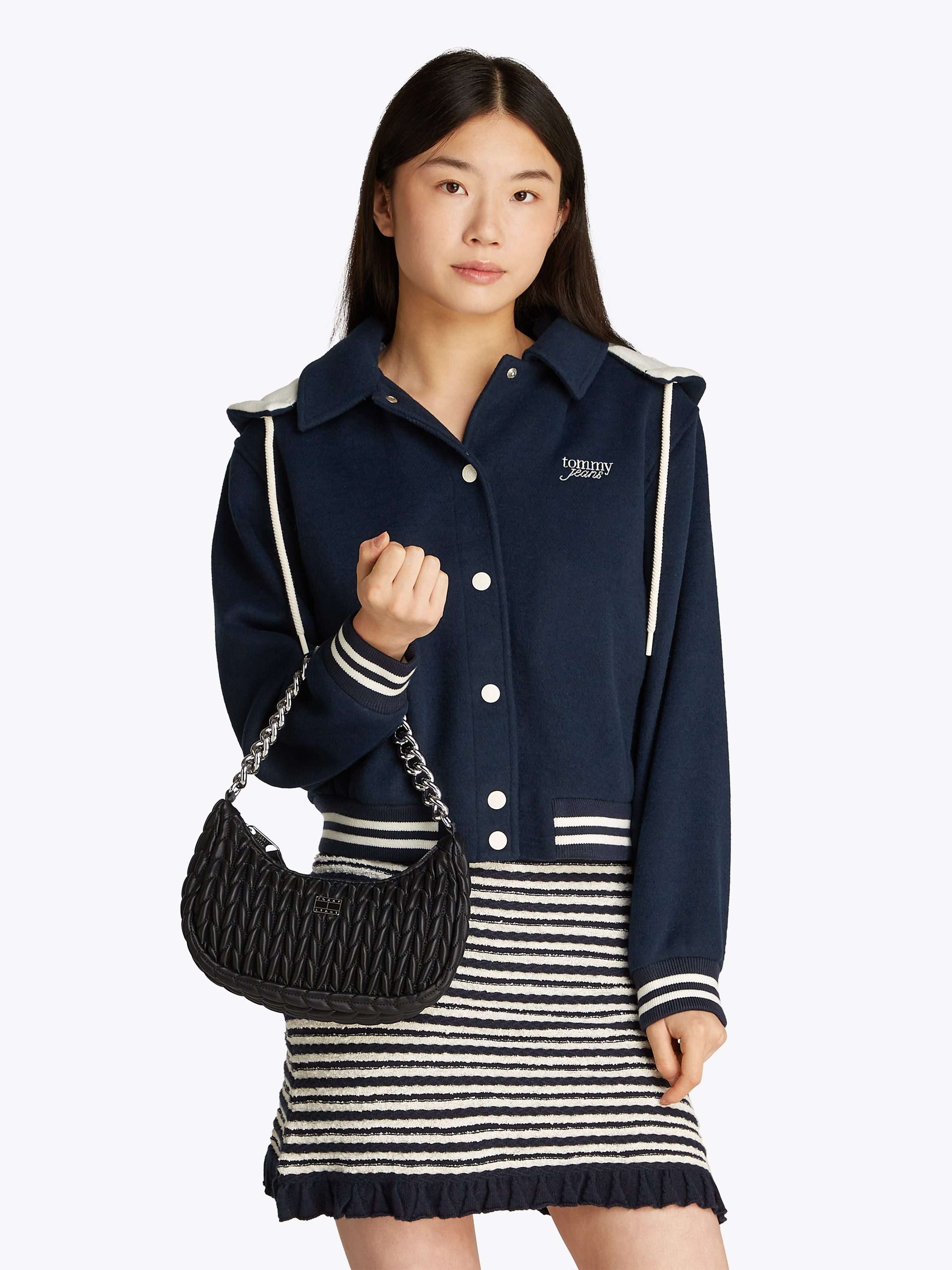 TOMMY JEANS Schoudertas TJW ICONIC SHOULDER DENIM , dames avondtas, handtas met elegante kettinghandvat