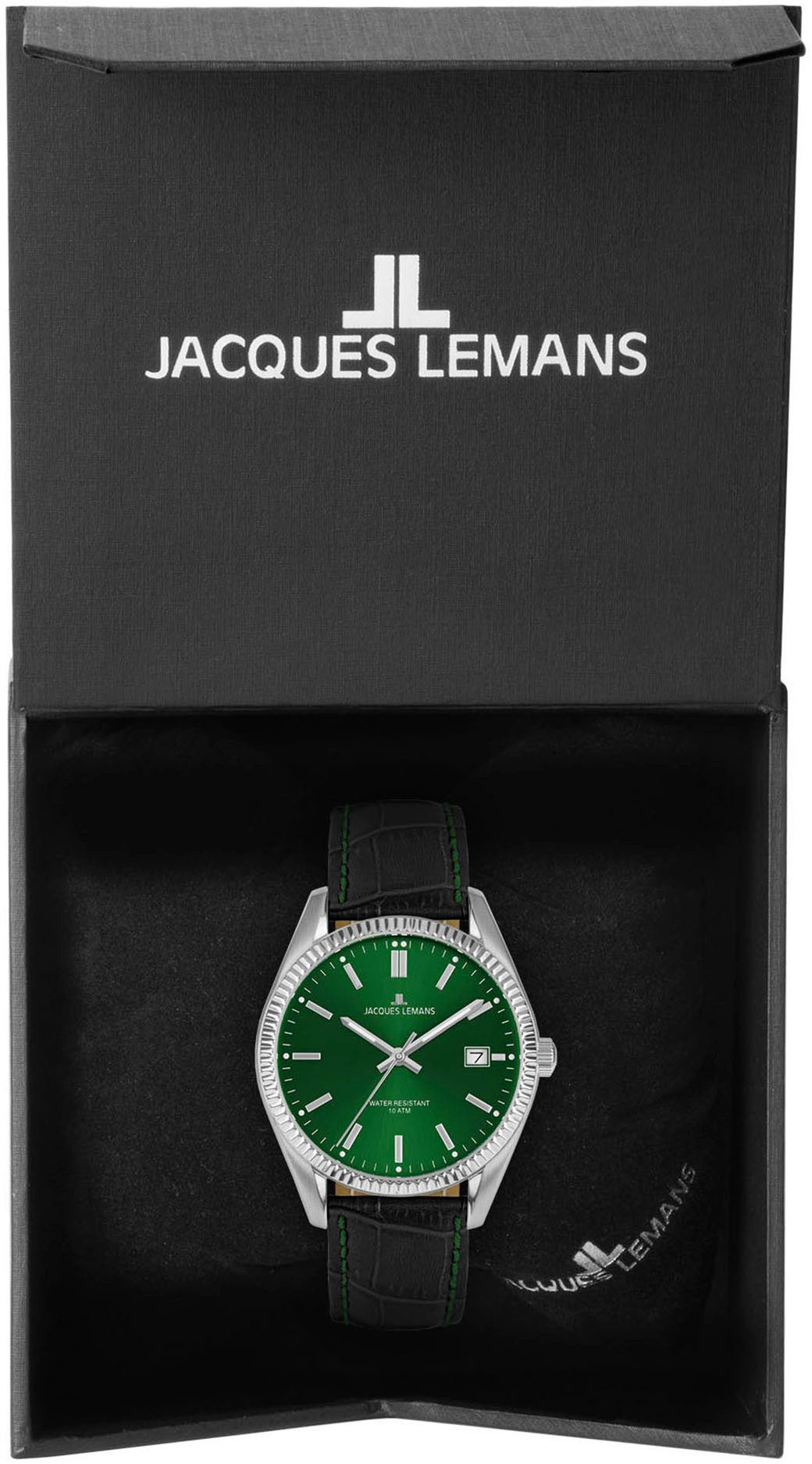 Jacques Lemans Kwartshorloge Derby Horloge, herenhorloge, dameshorloge, roestvrijstalen band, tot 10 bar waterdicht.