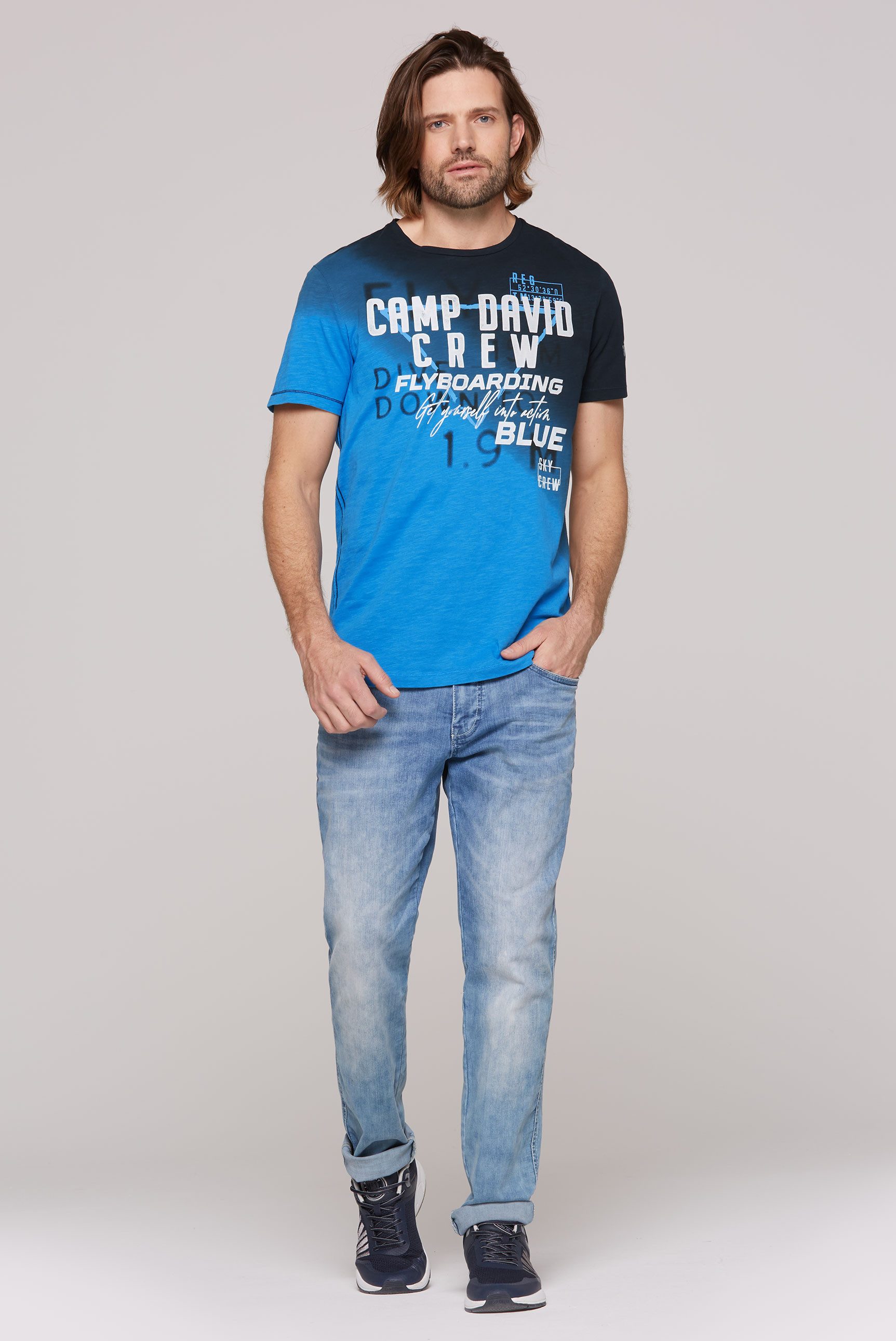 CAMP DAVID T-shirt met logo kunstwerk