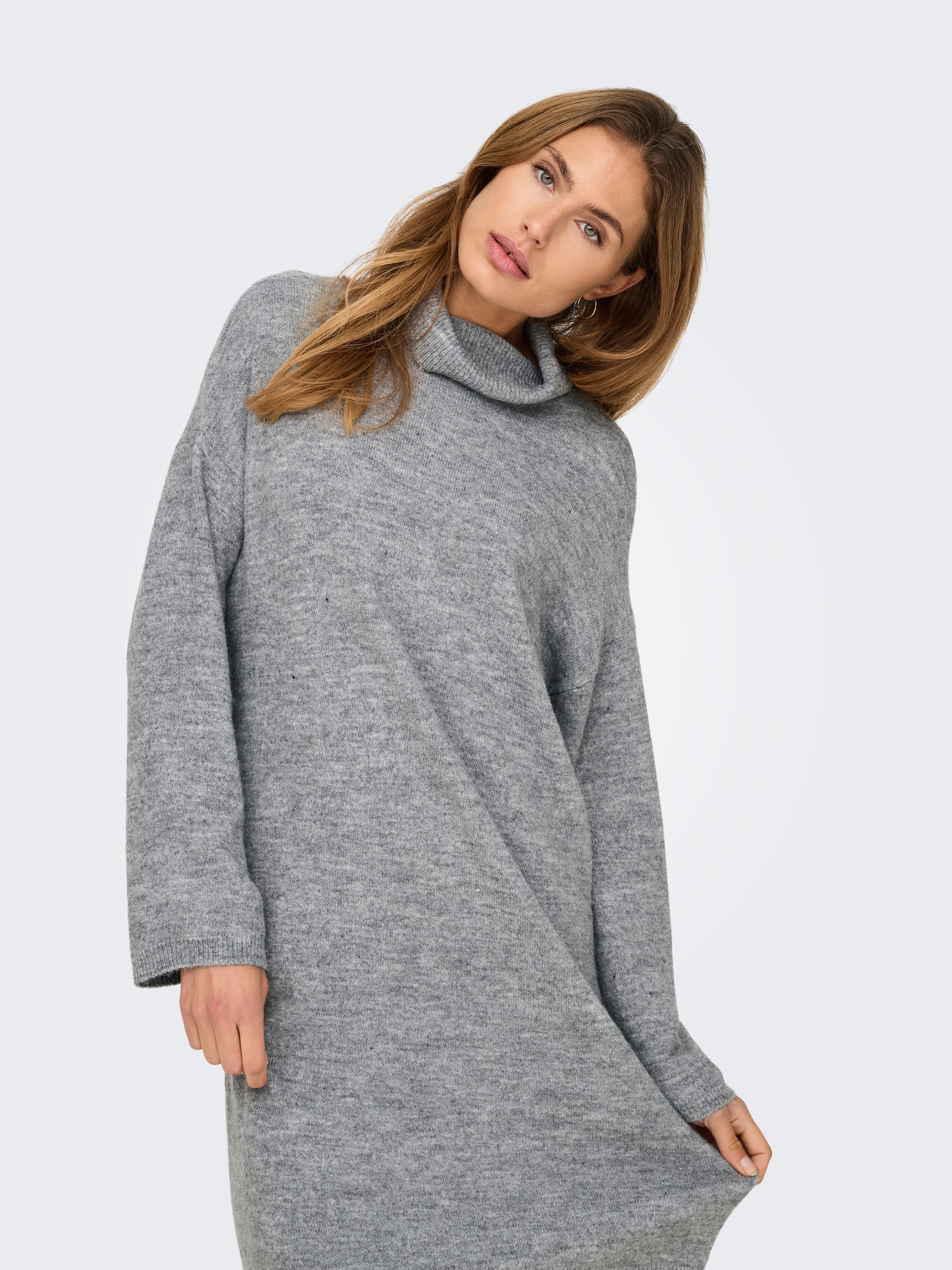 Only Gebreide jurk ONLTALIO LS STRIPE ROLLNECK DRESS BF KNT