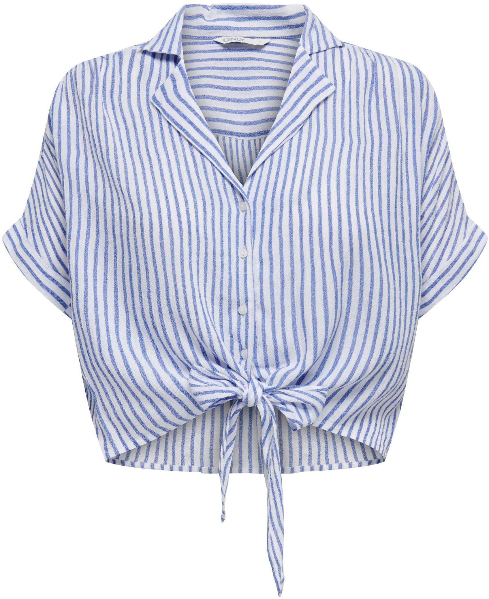 Only Blouse met korte mouwen ONLPAULA LIFE S/S TIE SHIRT WVN NOOS