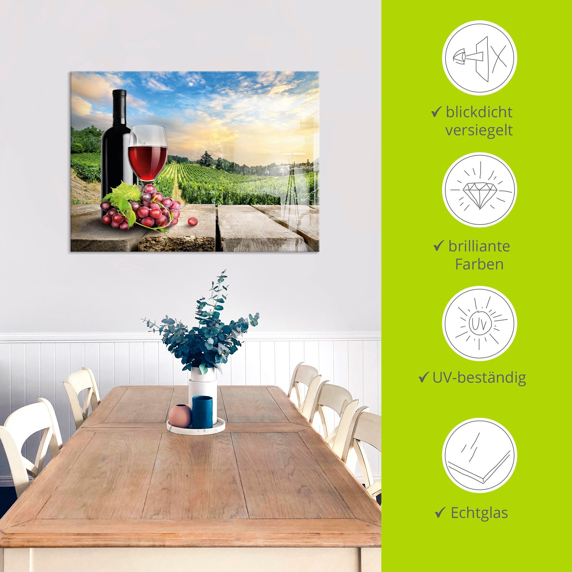 Artland Print op glas Wijn voor wijnbergen in verschillende maten