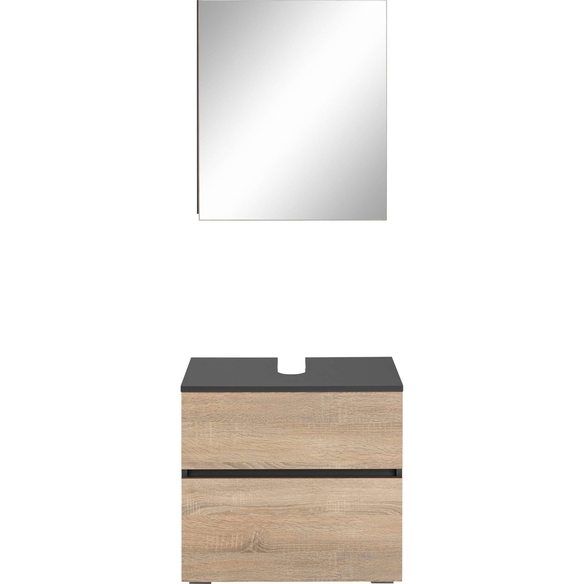 Home affaire Badmeubelset Wisla Spiegelschrank, WBU met sifonaansluiting en push-to-open, breedte 60 cm (set, 2 stuks)