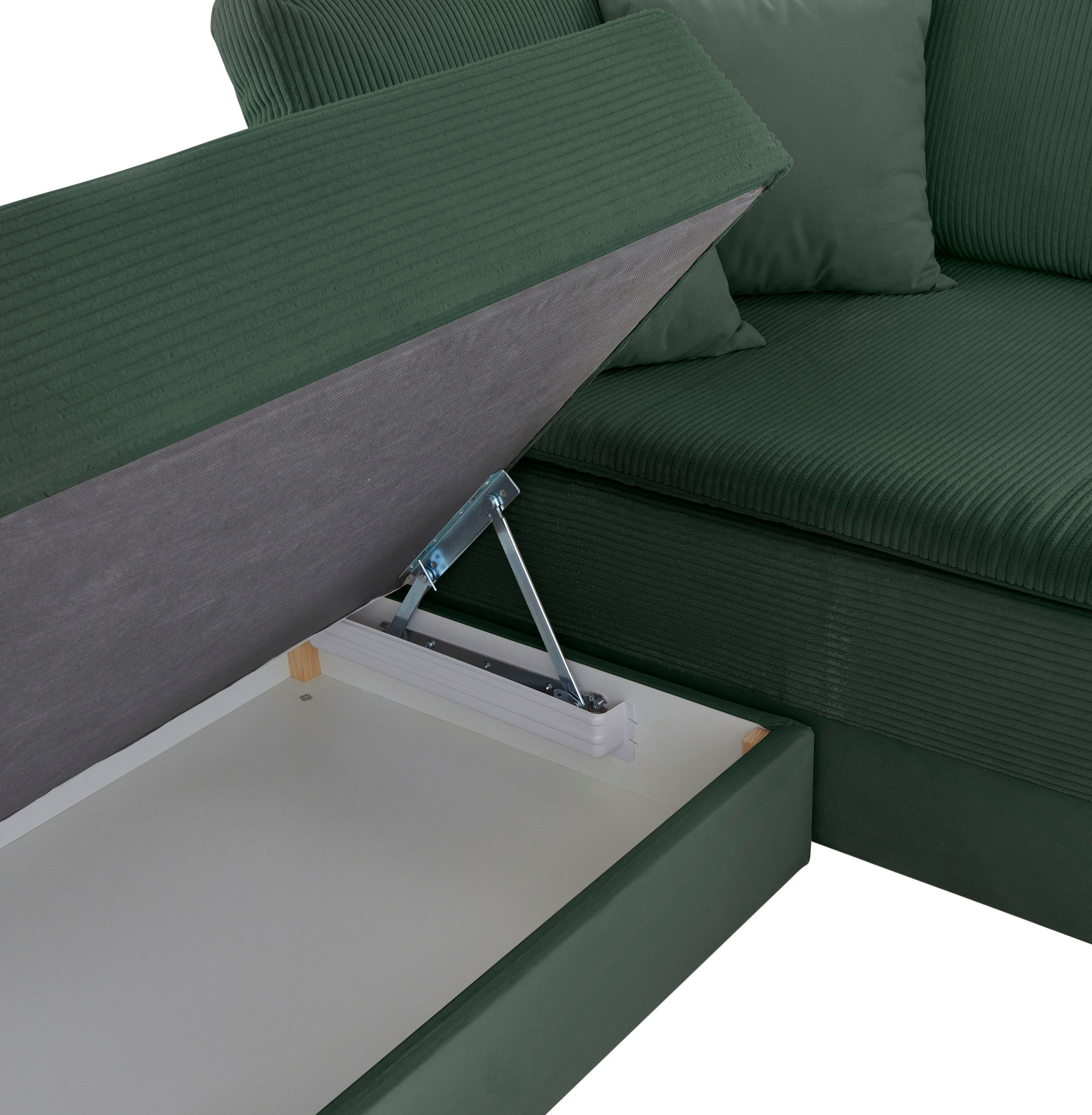 INOSIGN Hoekbank Boxspringbed Night & Day L-vorm met permanente slaapfunctie met armleuning