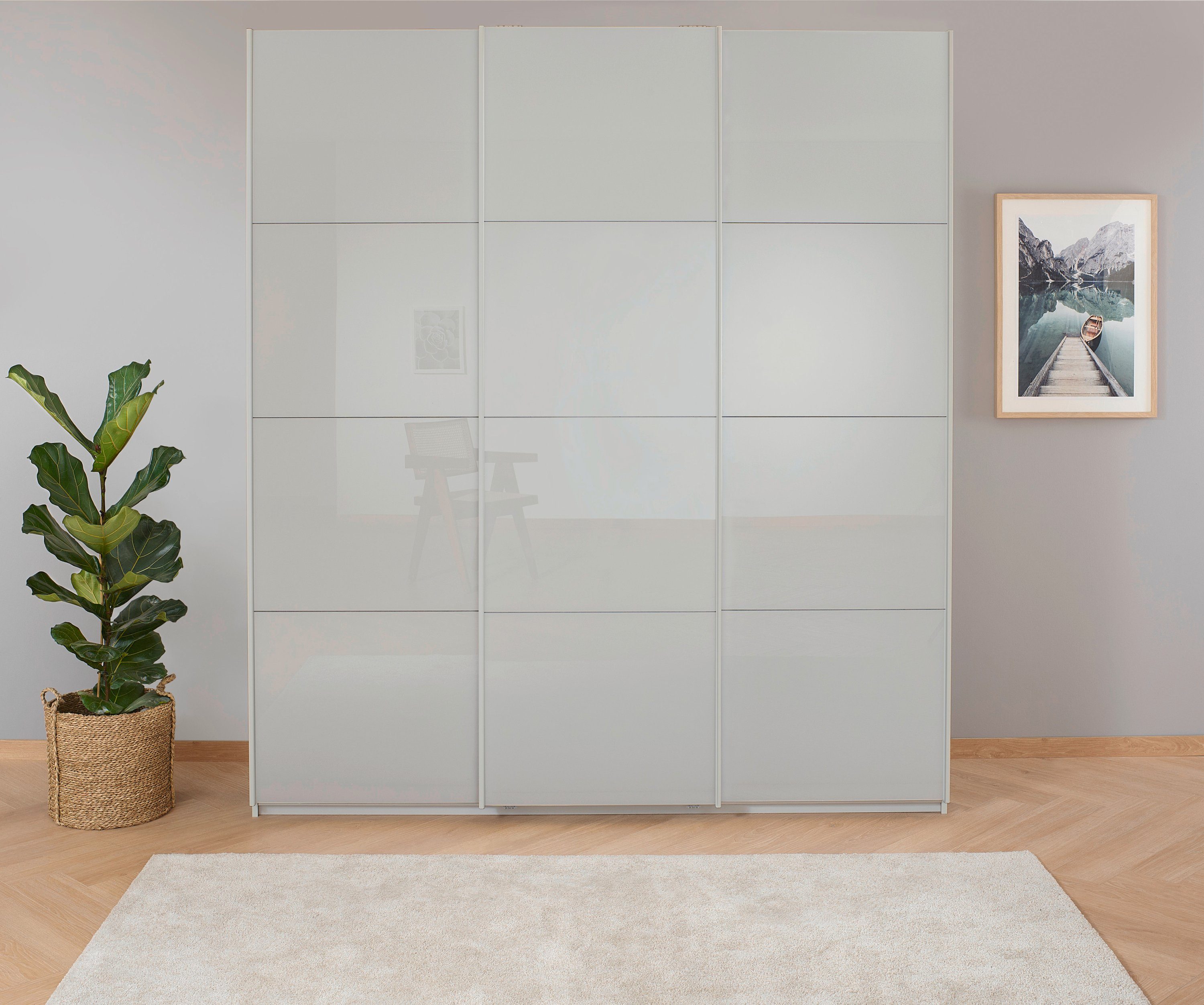 rauch Zweefdeurkast Koluna Glazen front, inclusief 2 lades en extra planken
