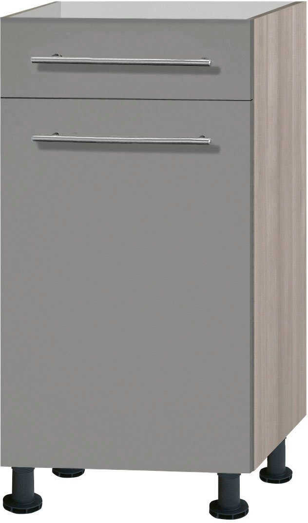 OPTIFIT Onderkast Bern 40 cm breed, met deur en lade, met in hoogte verstelbare poten onderkasten grijs