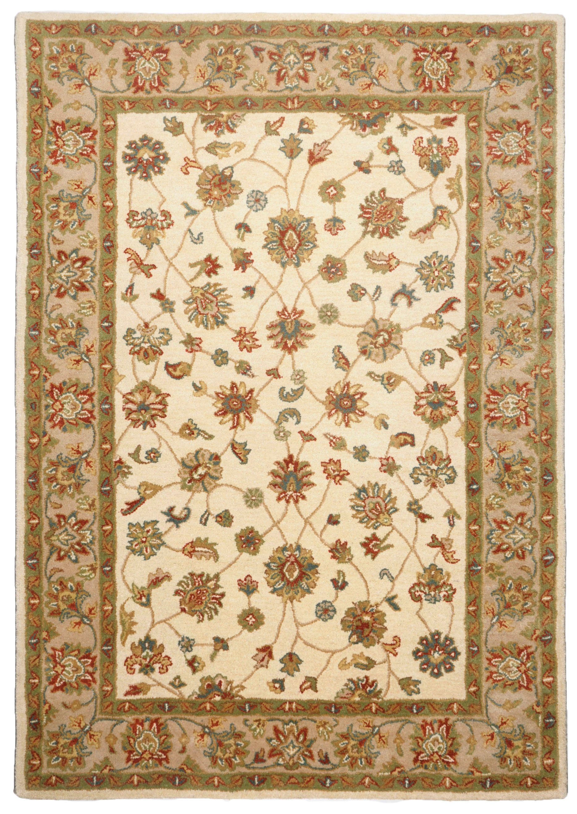 THEKO Wollen kleed Royal Ziegler 503 zuivere wol, handgetuft, oriënt-look, met randdessin wollen vloerkleden maat 60x90 cm beige