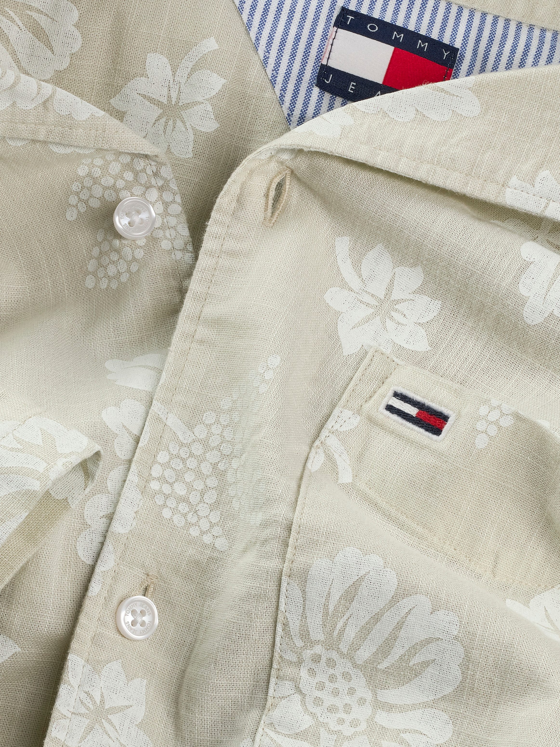 TOMMY JEANS Overhemd met korte mouwen TJM REG SLUB AOP SS SHIRT EXT