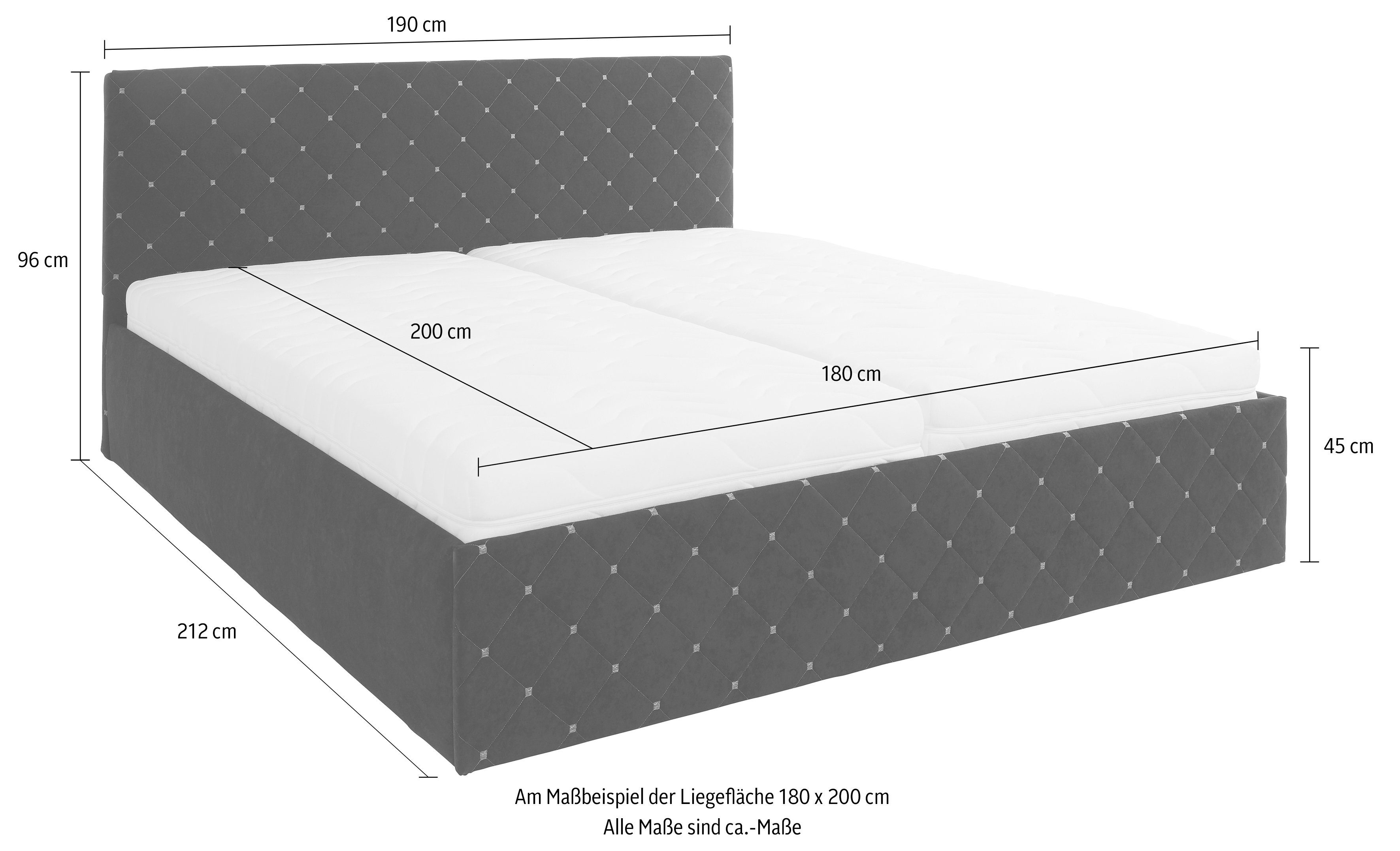 Westfalia Polsterbetten Gestoffeerd bed met bedkist bij uitvoering met matras