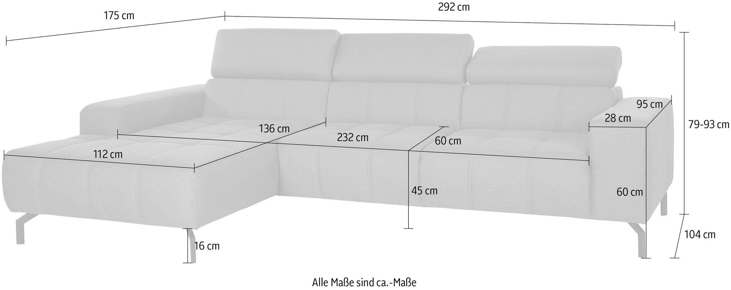 DOMO collection Hoekbank Cunelli mooie zitnaden als designelement, stevige zitcomfort, L-vorm