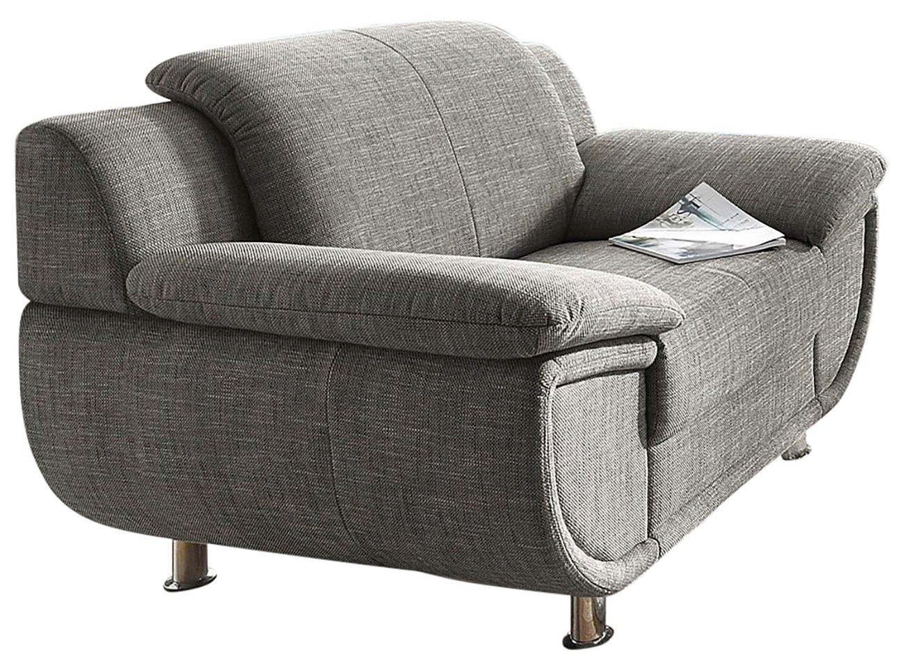 TRENDMANUFAKTUR Fauteuil Rondo, breedte 121 cm, brede armleuningen, chromen poten