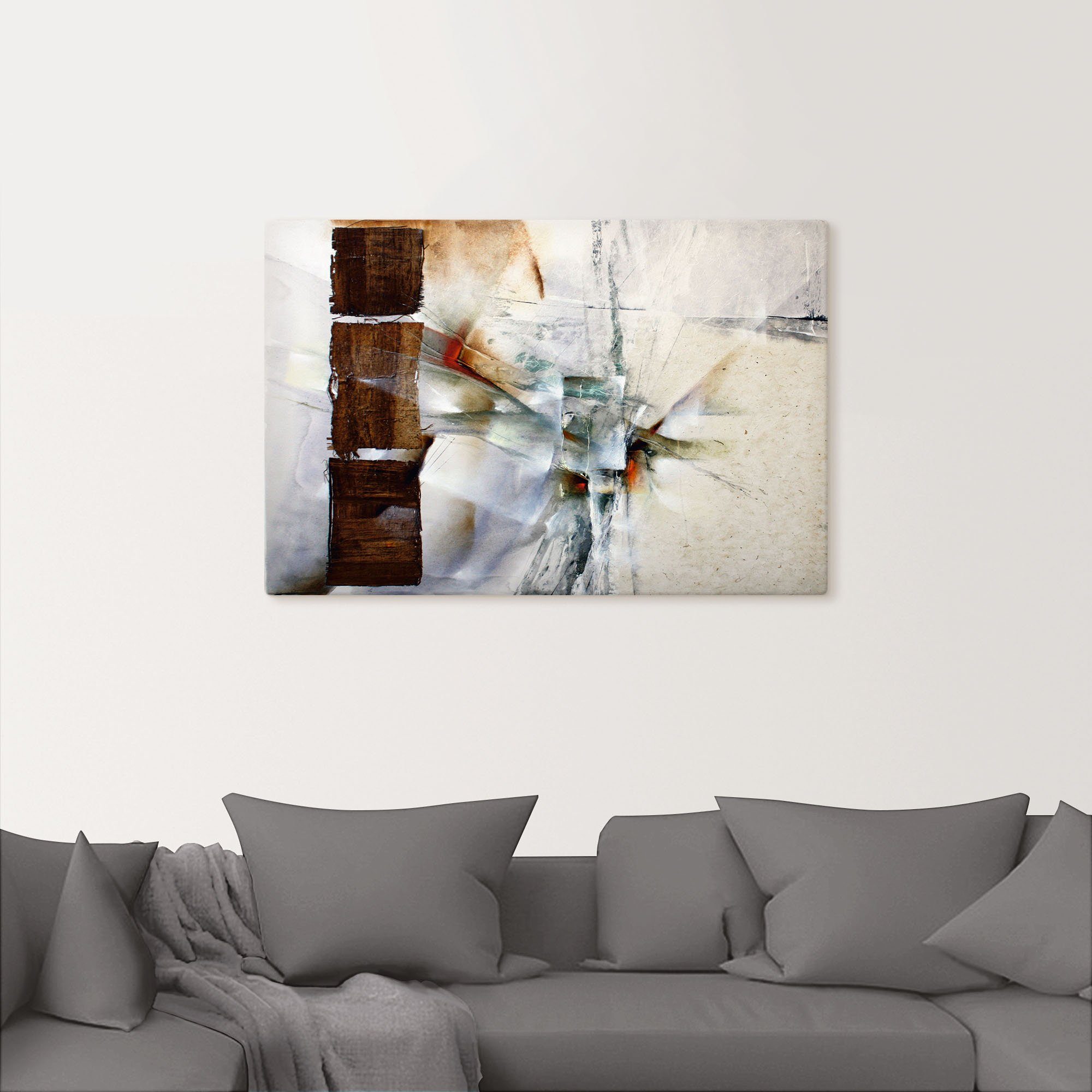 Artland Artprint Abstracte compositie in wit als artprint van aluminium, artprint voor buiten, artprint op linnen in verschillende maten