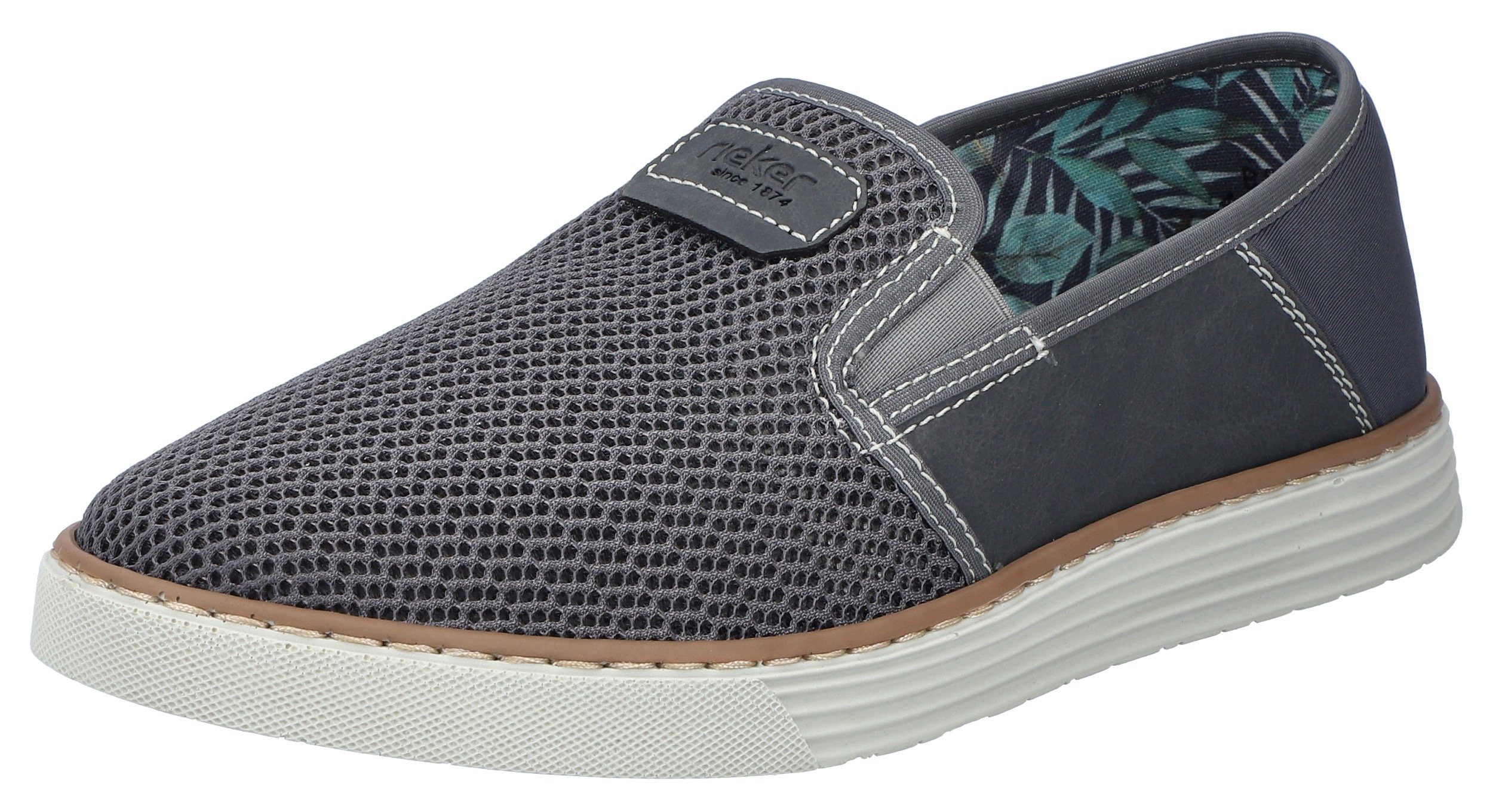 Rieker Instappers Espadrilles, zomerschoen met contrasterende decoratieve stiksels