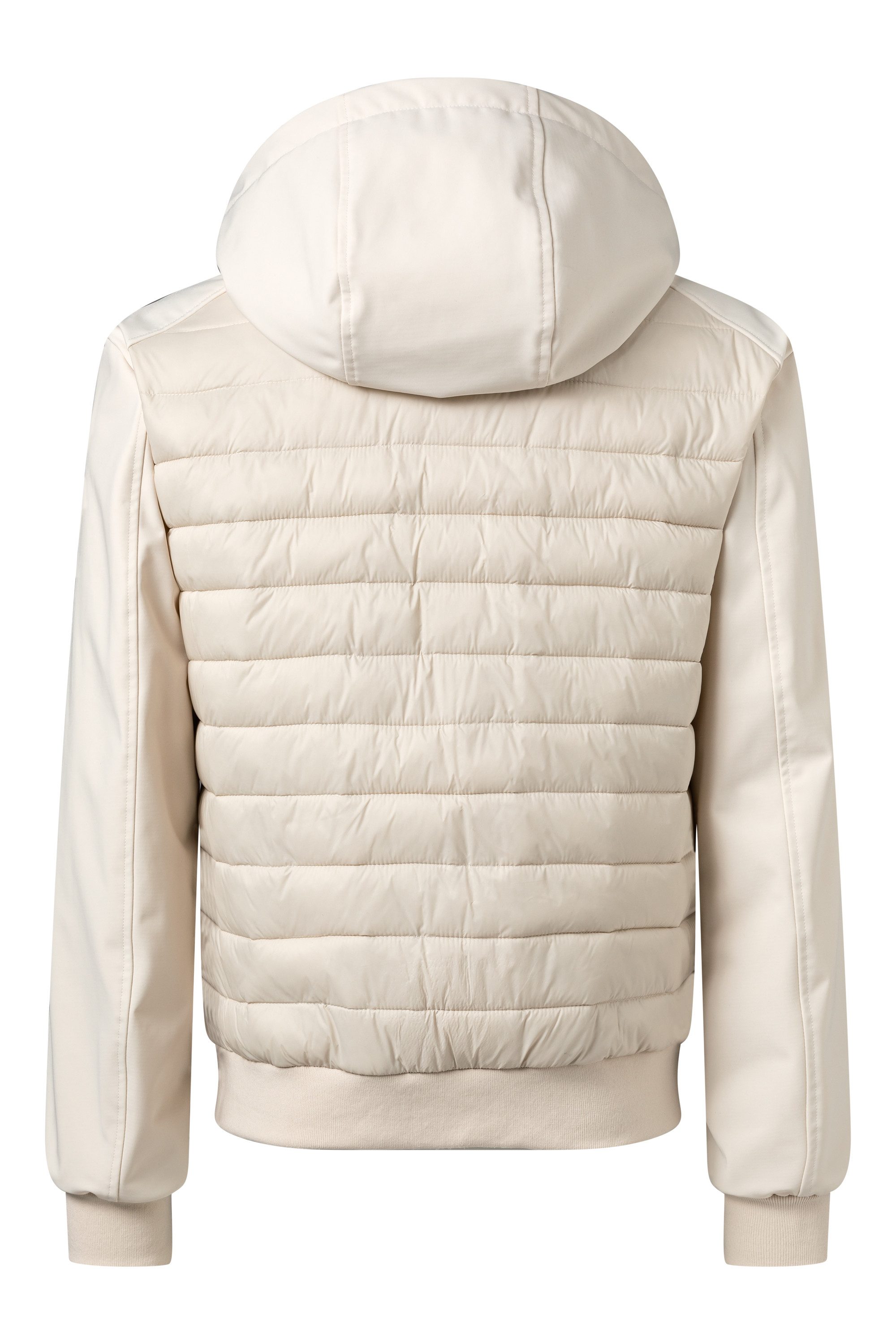 Joop Jeans Fleecejack met capuchon JOEL Stikpatroon aan de voorkant, logopatch op de mouw