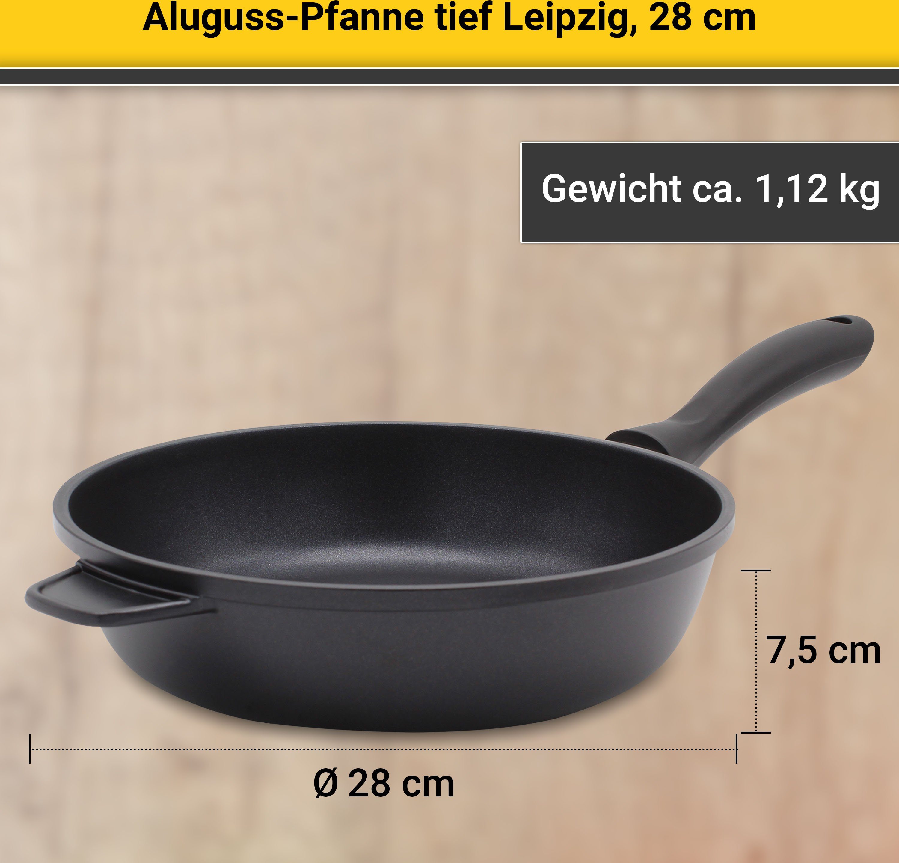 Krüger Koekenpan Alugietpan diep LEIPZIG hoogwaardige anti-aanbaklaag, diepe uitvoering (1-delig)