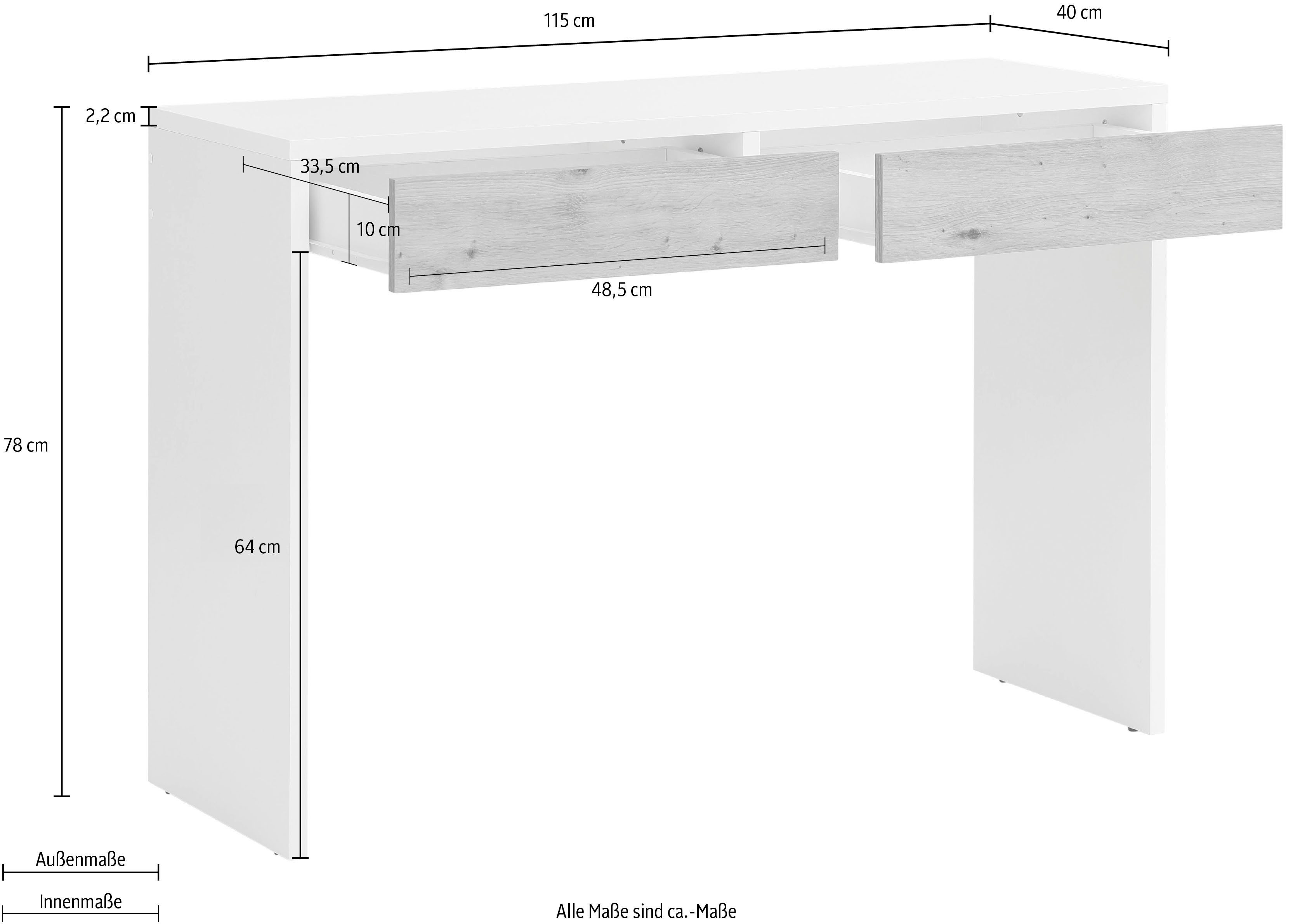 INOSIGN Make-uptafel Astral met twee laden, een werkhoogte van 78 cm, breedte 115 cm