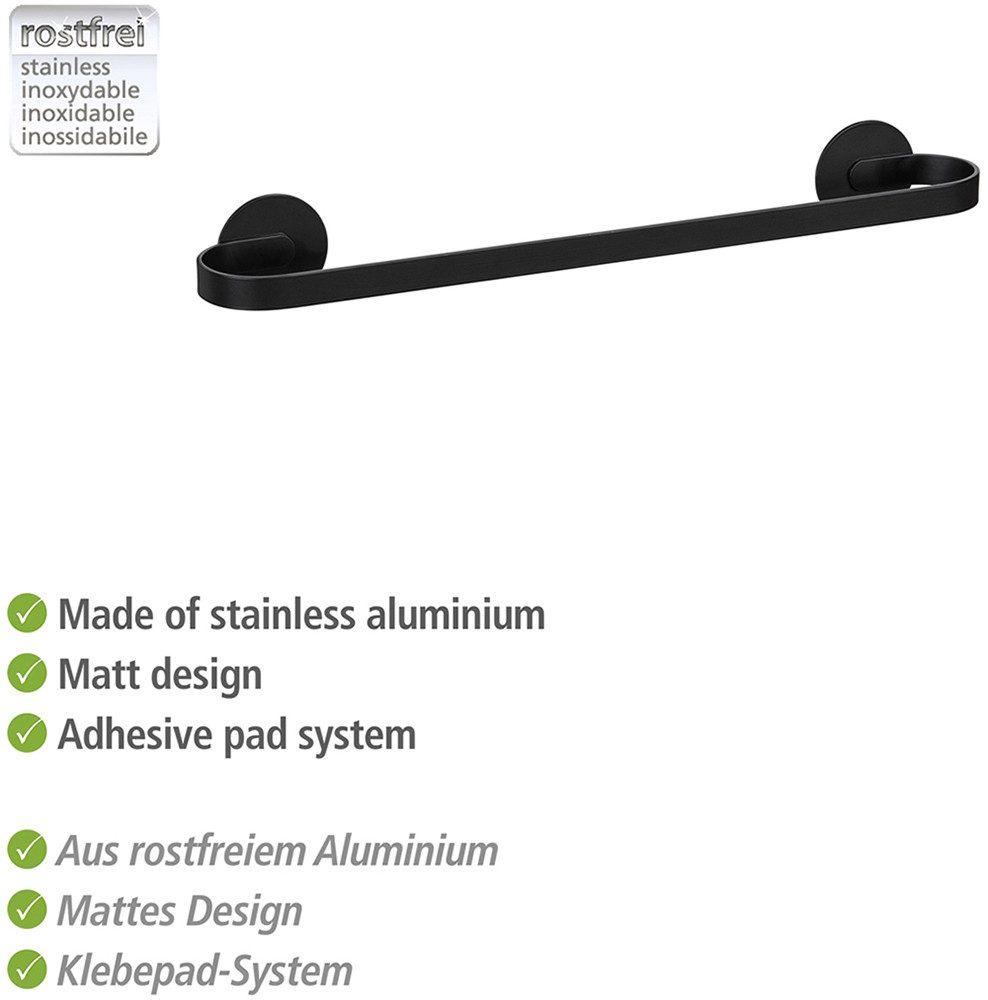 WENKO Handdoekstang Turbo-Loc® model Uno Bivio van aluminium, bevestiging zonder boren, 40 cm