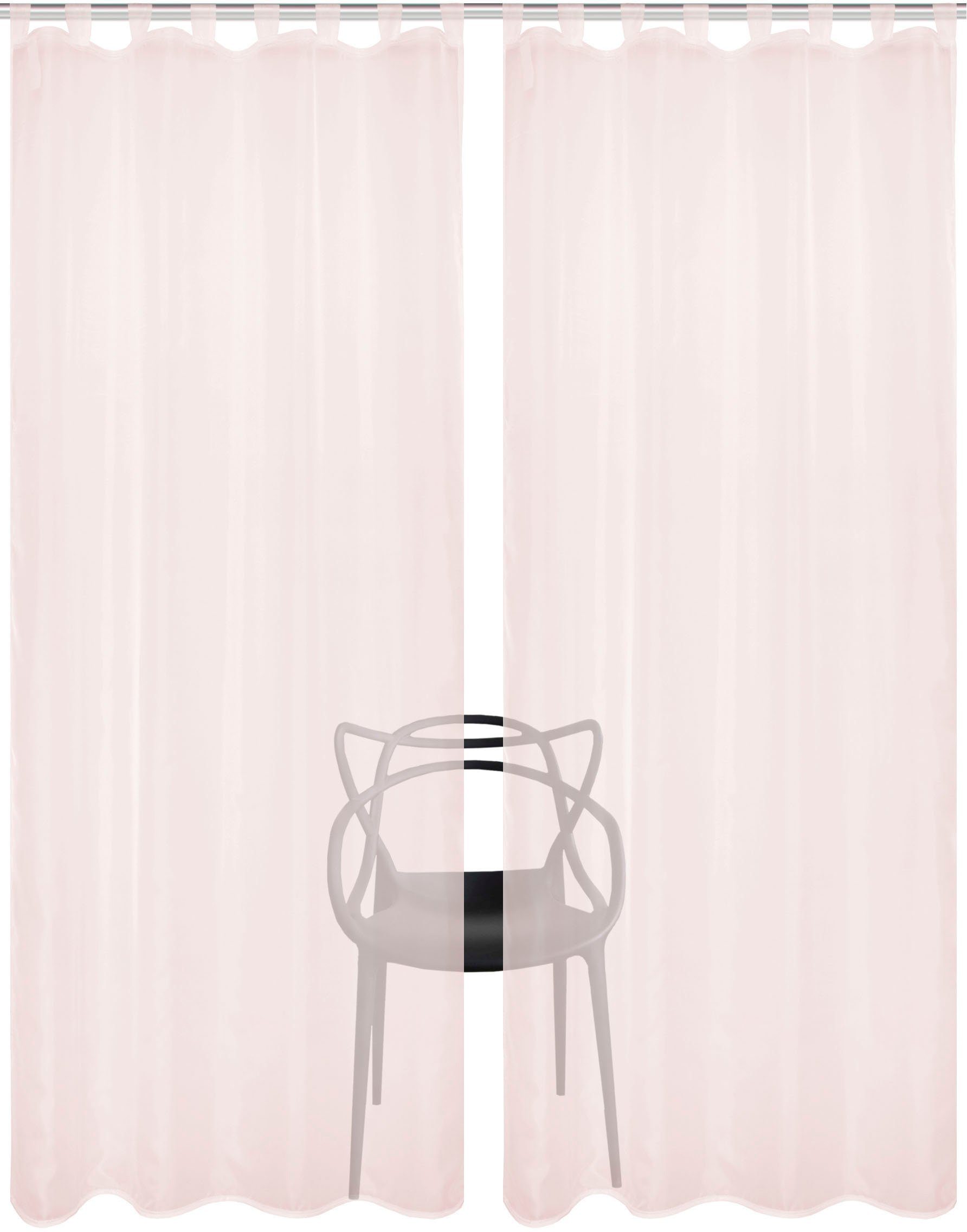 HOME WOHNIDEEN Gordijn NESSI 2-DELIG PAKKET Effen, voile, transparant, lussen incl. trekband, 2-pack (2 stuks)