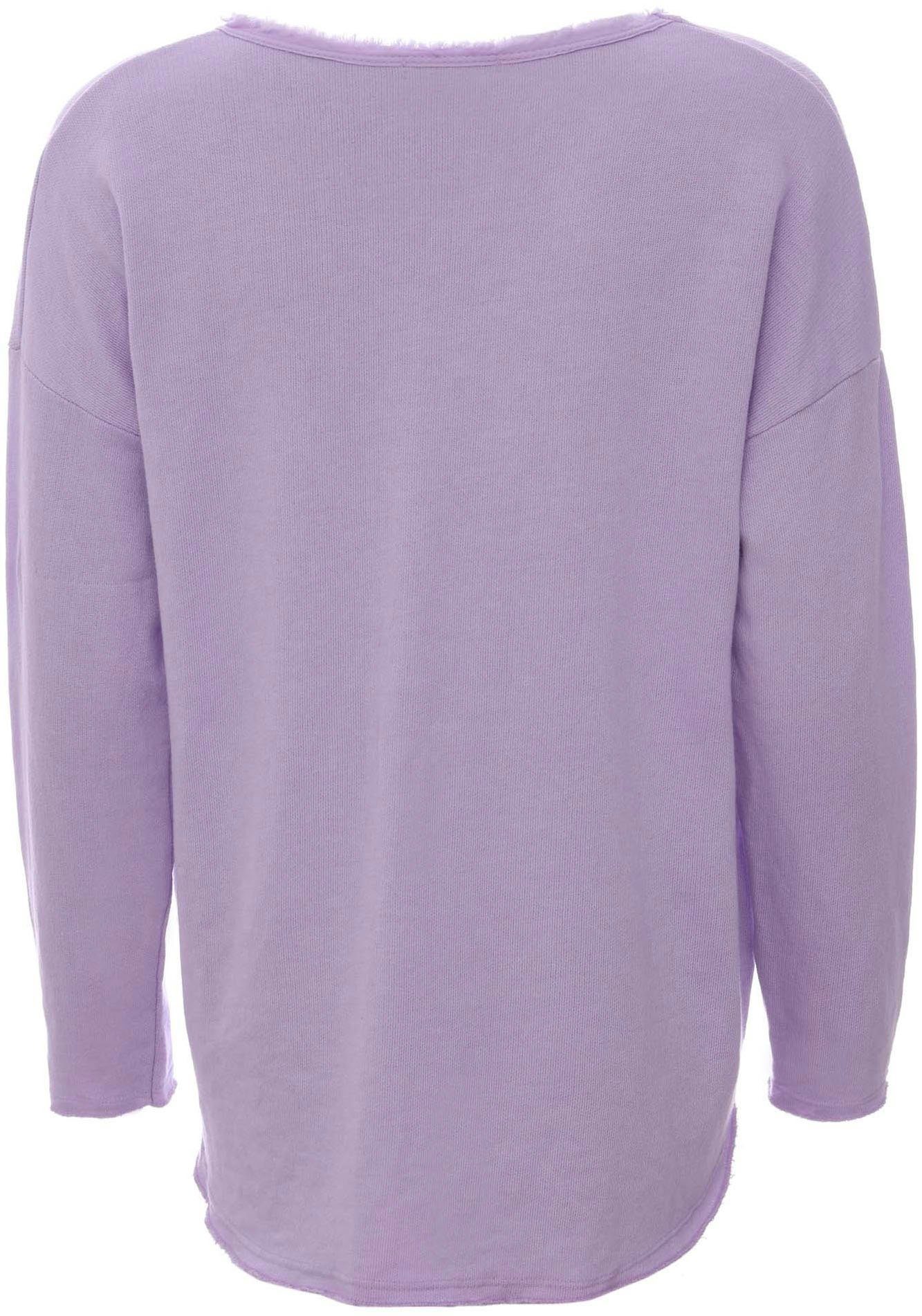 Zwillingsherz Sweatshirt met rafelige v-halslijn in vintage-look