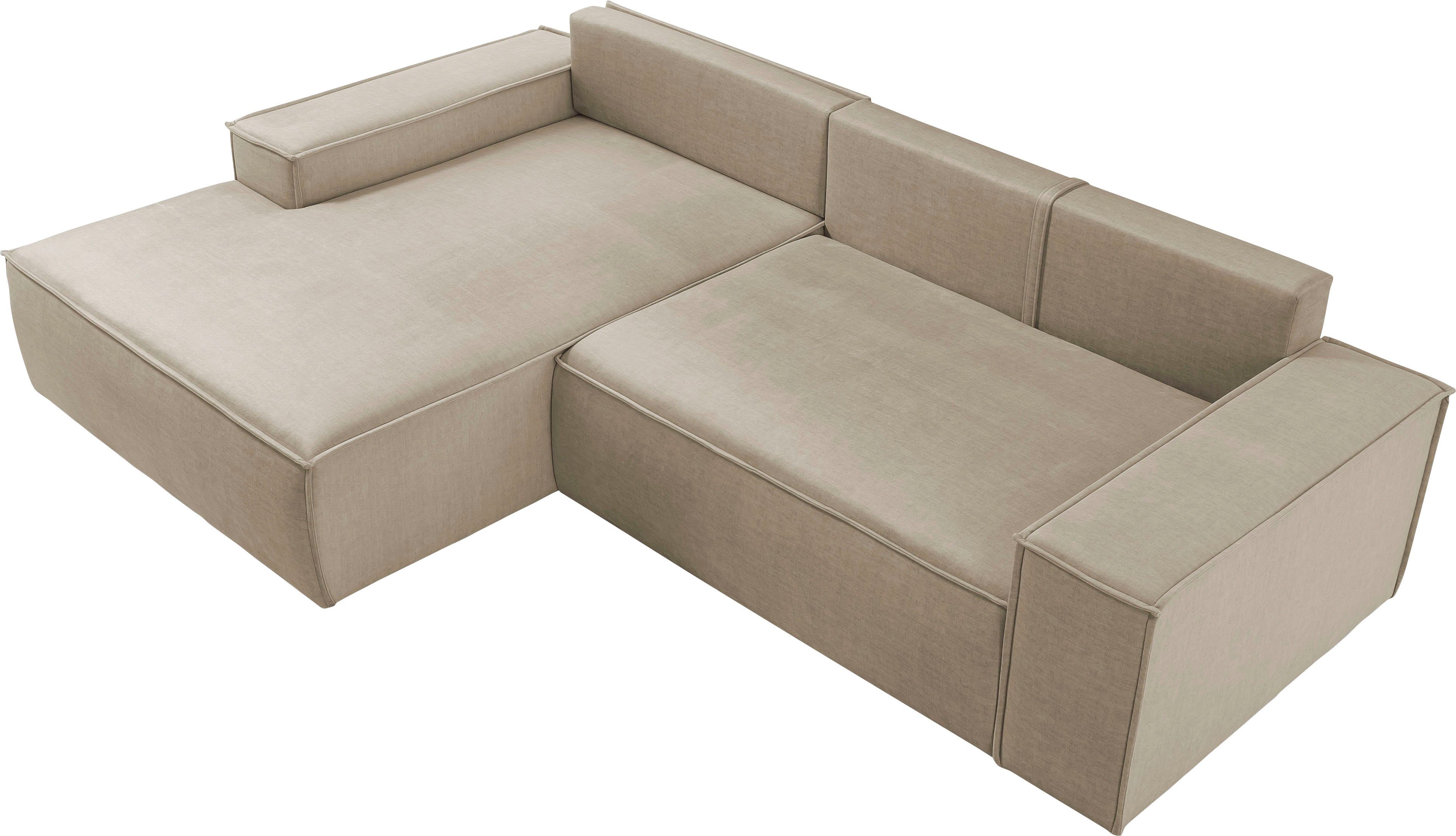 Home affaire Hoekbank SHERWOOD bedbank 267 cm, L-model, Slaapfunctie met bedlade (210x136 cm), cord, vintage, fluweel