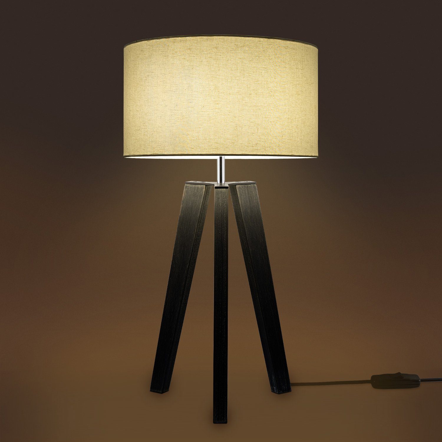 Paco Home Tafellamp Canvas uni Color Vloerlamp vintage voet LED lamp woonkamer Scandinavisch ontwerp E27