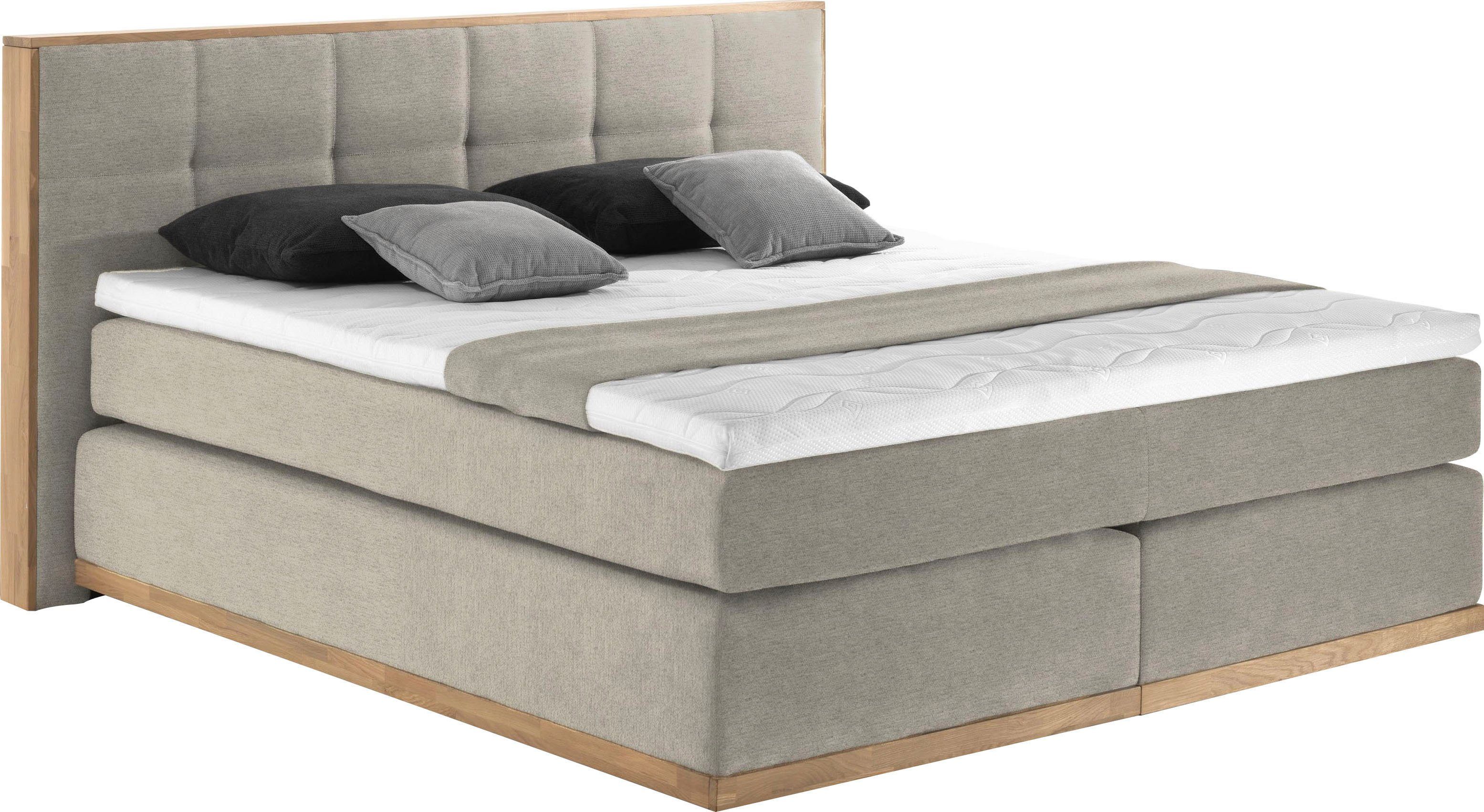 Places of Style Boxspring Vinton van massief eiken, verschillende hardheden (ook h4) (5-delig) boxsprings beige