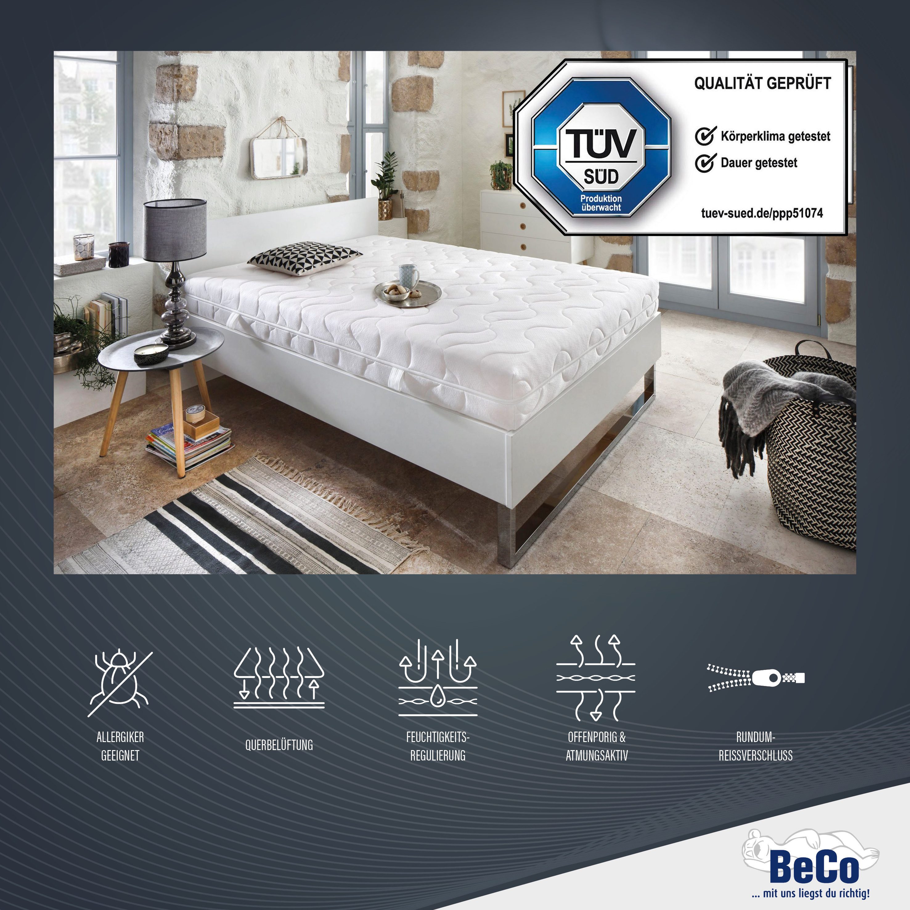 Beco Comfortschuimmatras Double Deluxe matras 20, matras in 90x200 cm en andere afm Matras door de TÜV SÜD getest*, meer dan 2.000 5-sterren-beoordelingen! hoogte 20 cm