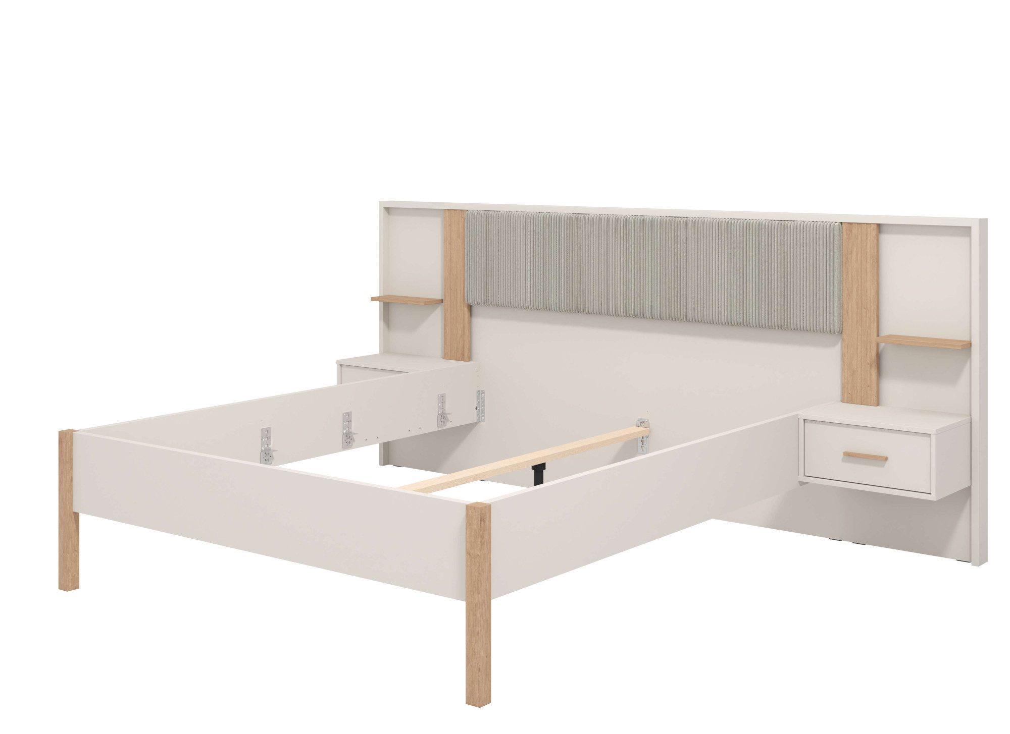 Home affaire Bed Belfort bedcombinatie, met gestoffe hoofdeinde, zachte cordstof (set, 3-delig)