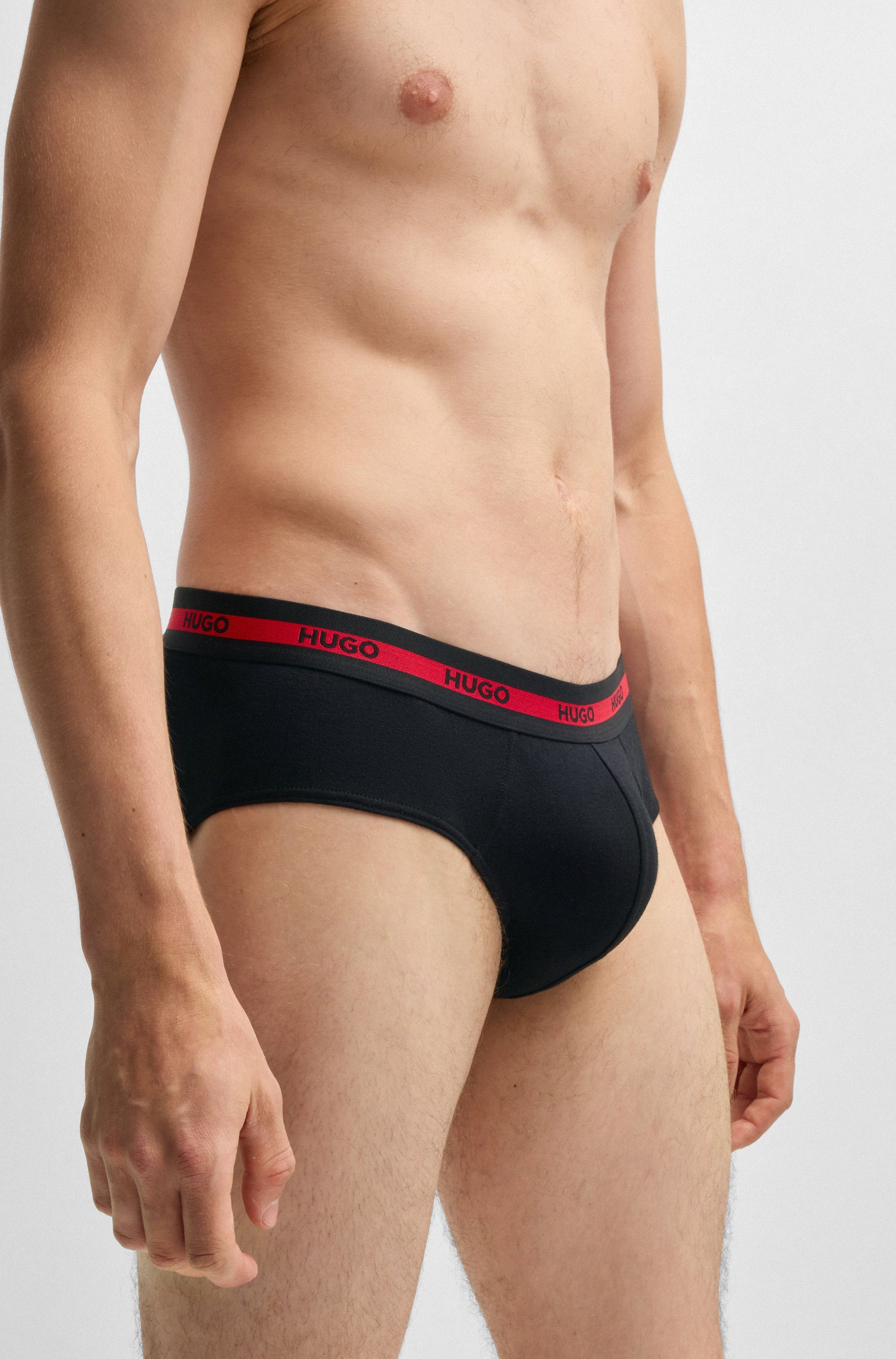 HUGO underwear Slip met contraststrepen en logo-opschriften op de tailleband (set, 3 stuks, In driepack)