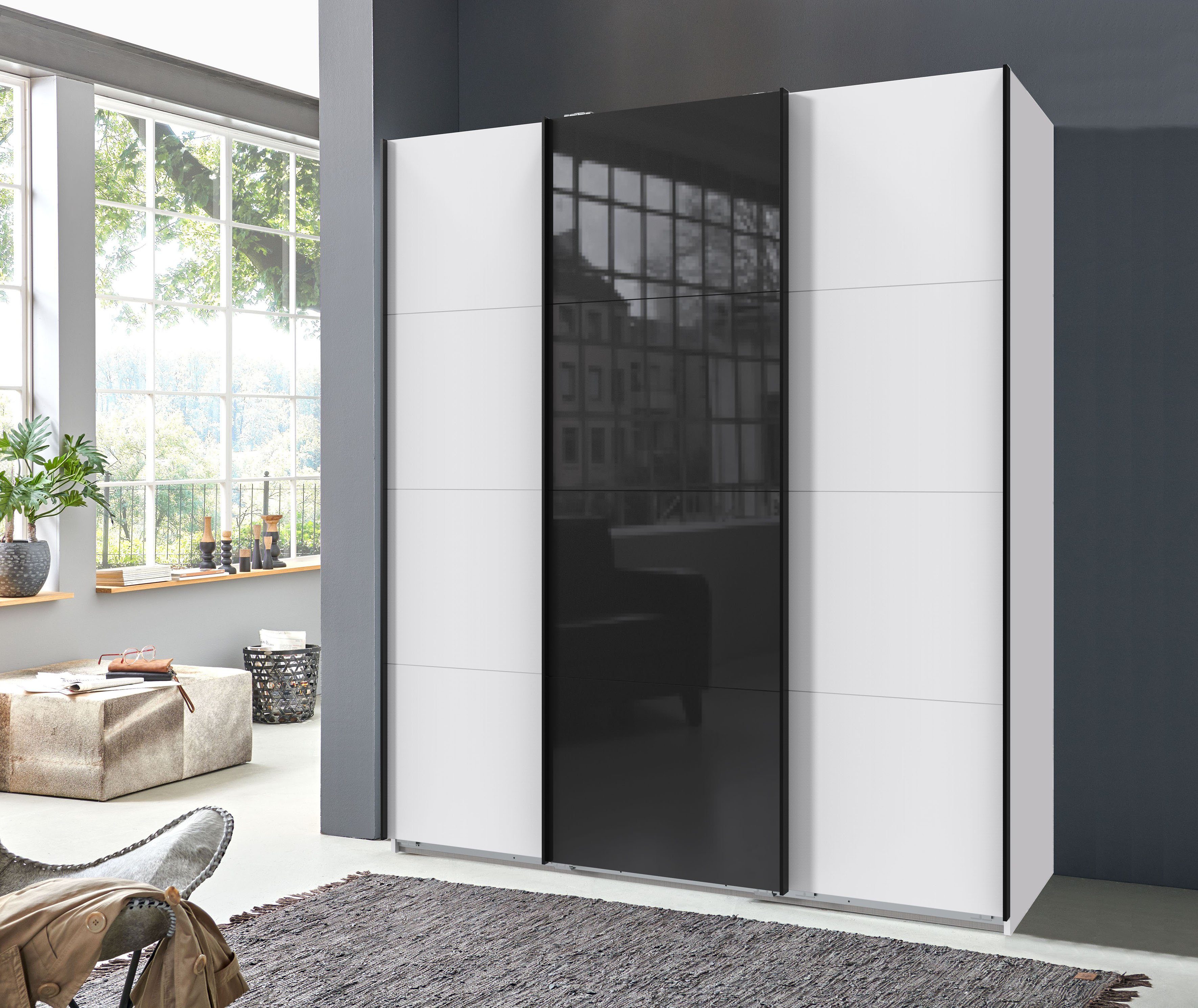 Wimex Zweefdeurkast Norderstedt Inclusief 2 stoffen dozen en 2 extra planken, met glasdeur