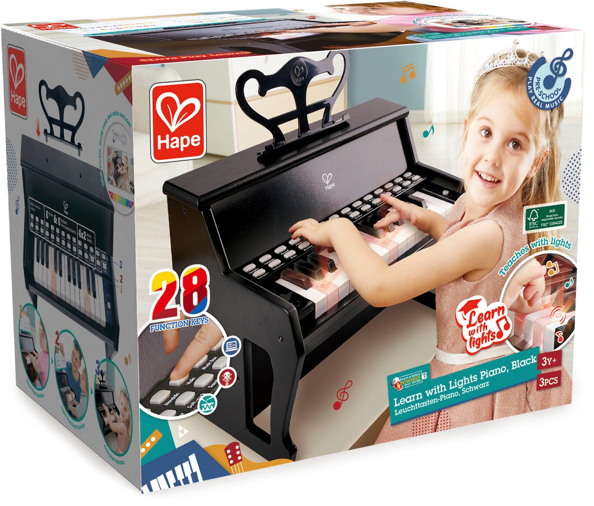 Hape Speelgoed-muziekinstrument Verlichte toetsen-piano FSC®- beschermt bos - wereldwijd
