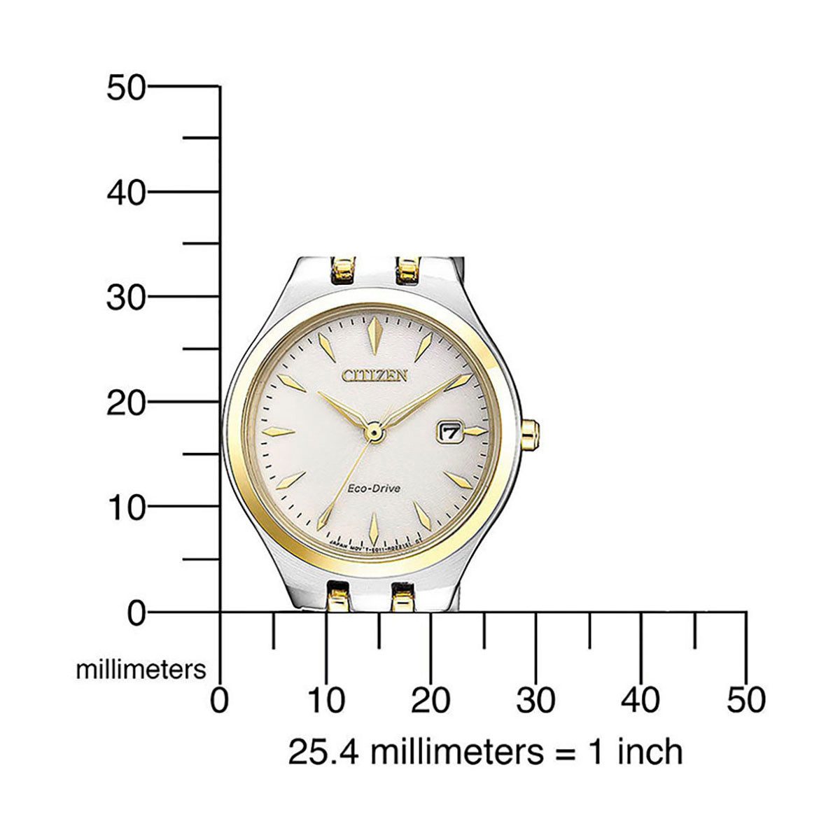 Citizen Solarhorloge EW2484-82B Polshorloge, dameshorloge, roestvrijstalen band, datum