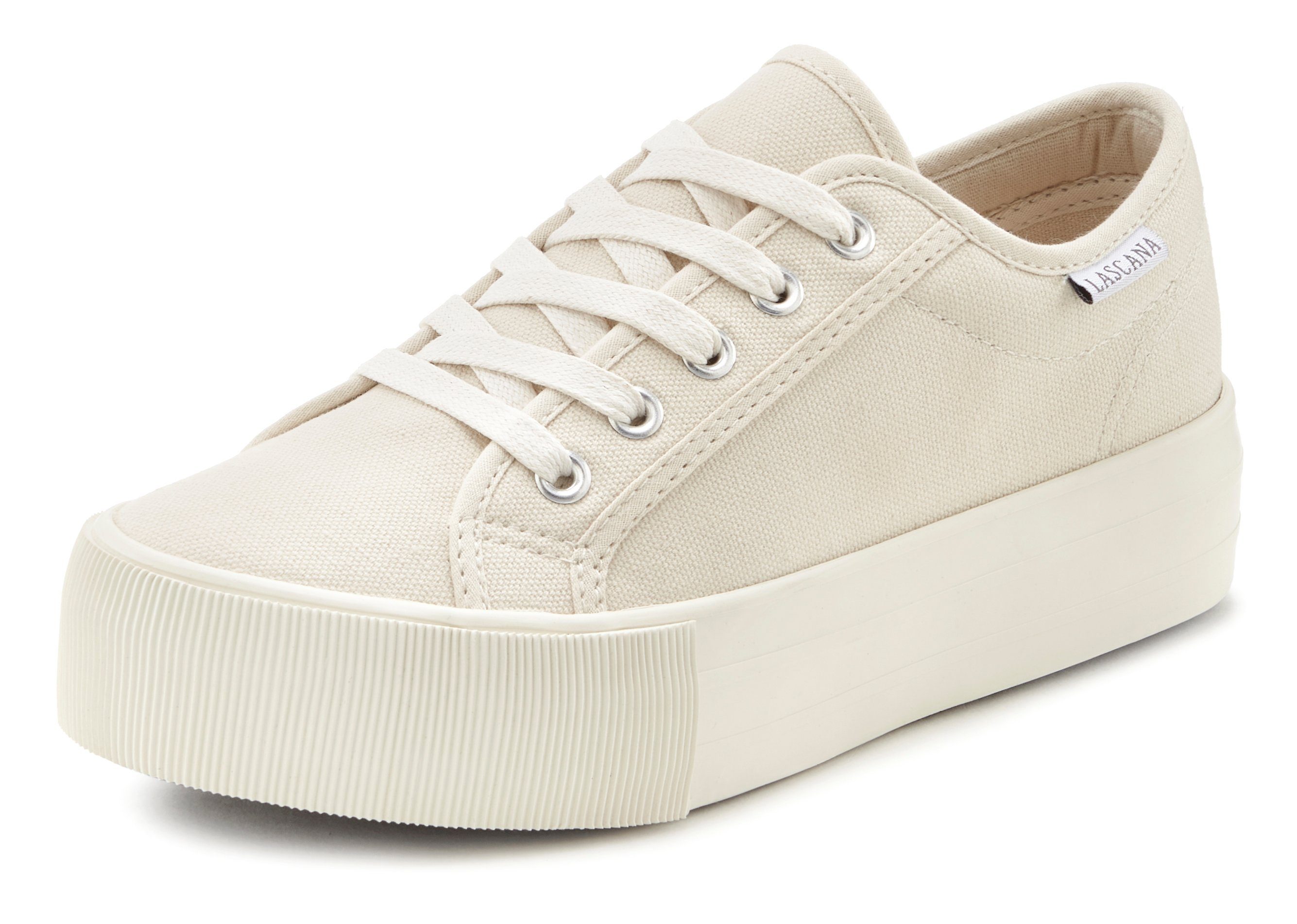 Lascana Sneakers Veterschoen, vrijetijdsschoen van textiel met plateausole