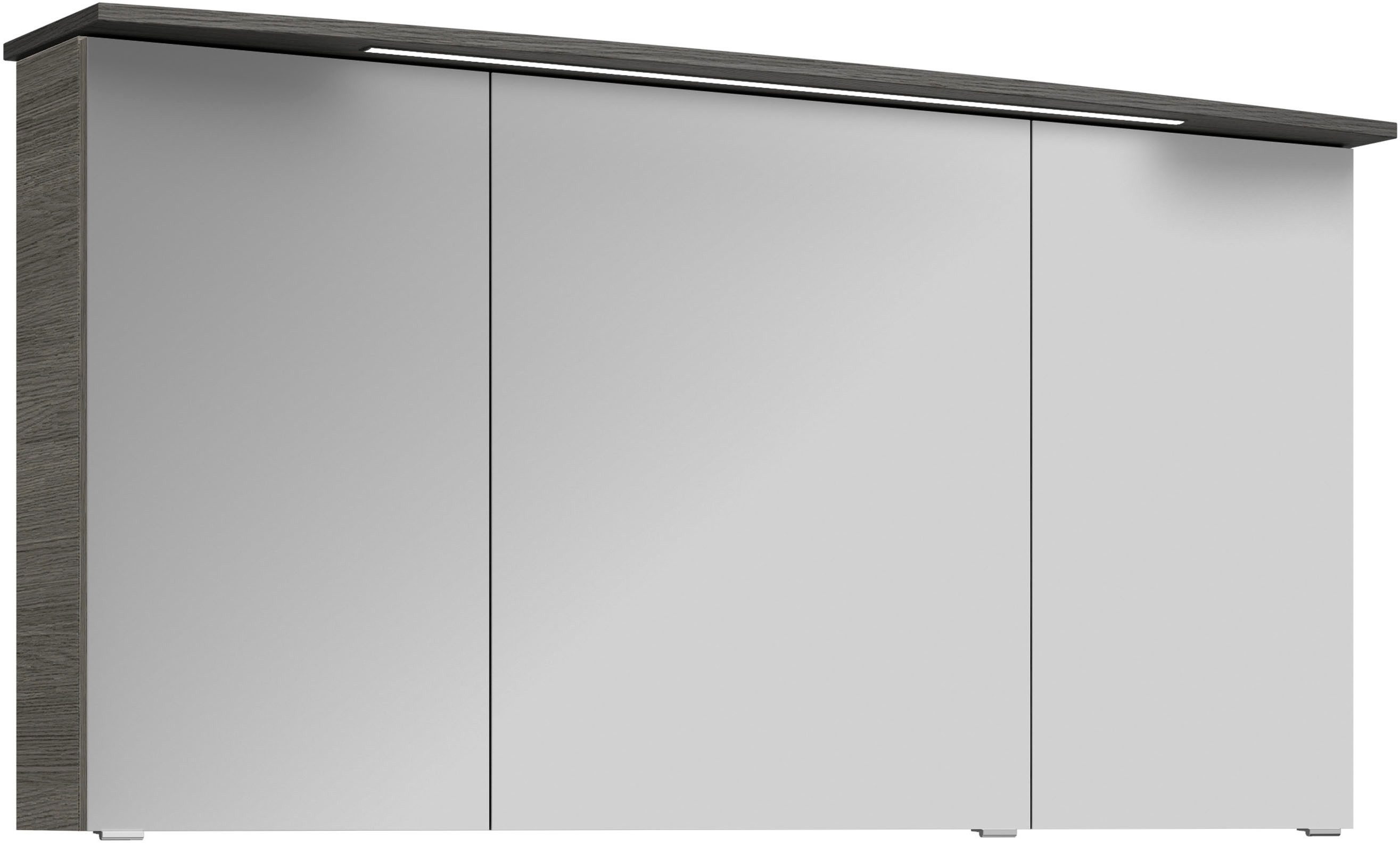 Saphir Badkamerspiegelkast Serie 4010 badkamer spiegelkast incl. LED-verlichting in krans Badkast 142 cm breed, 3 deuren, 6 glazen legplanken, incl. deurdemper