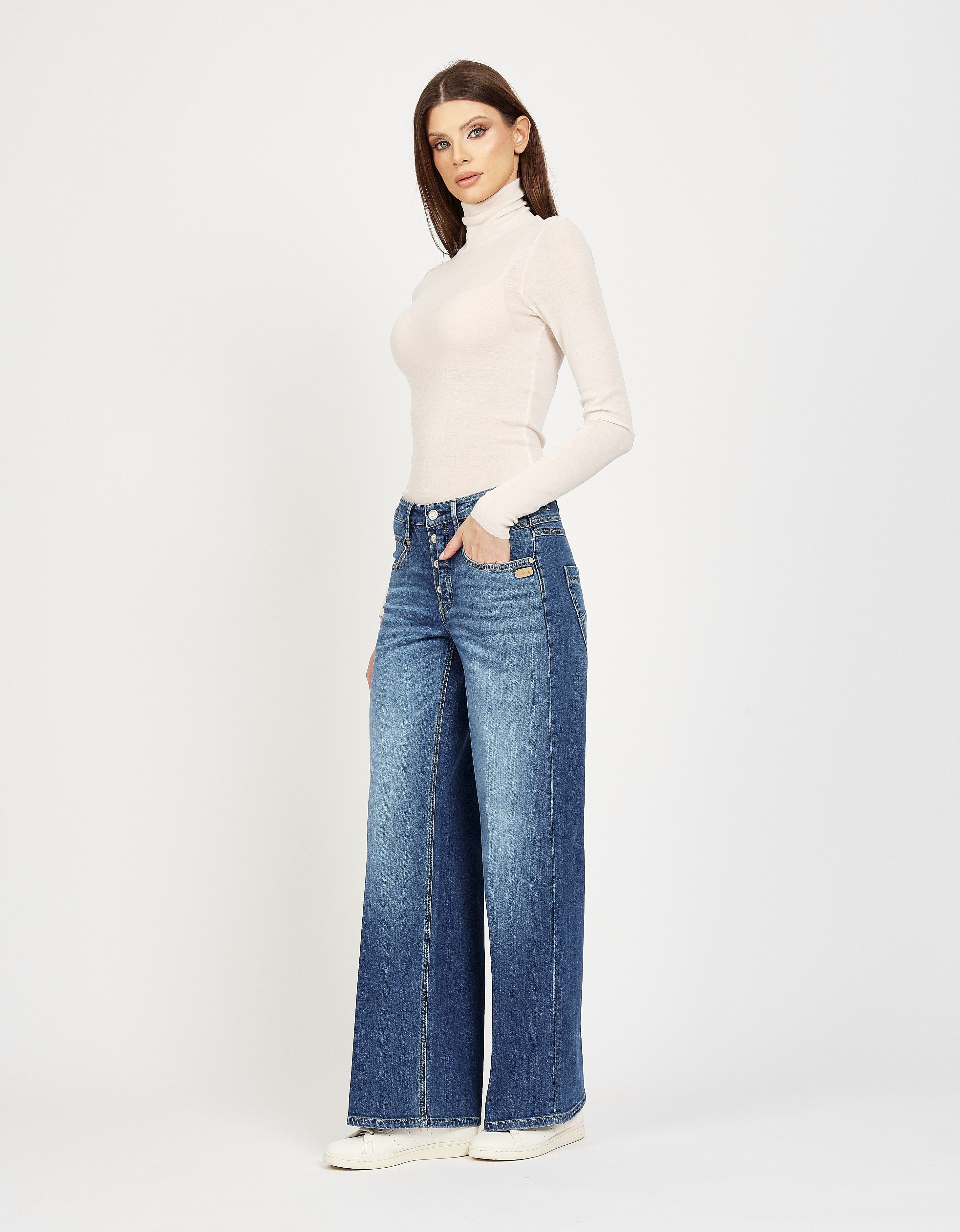 GANG Wijde jeans 94MEDINA WIDE met knoopsluiting