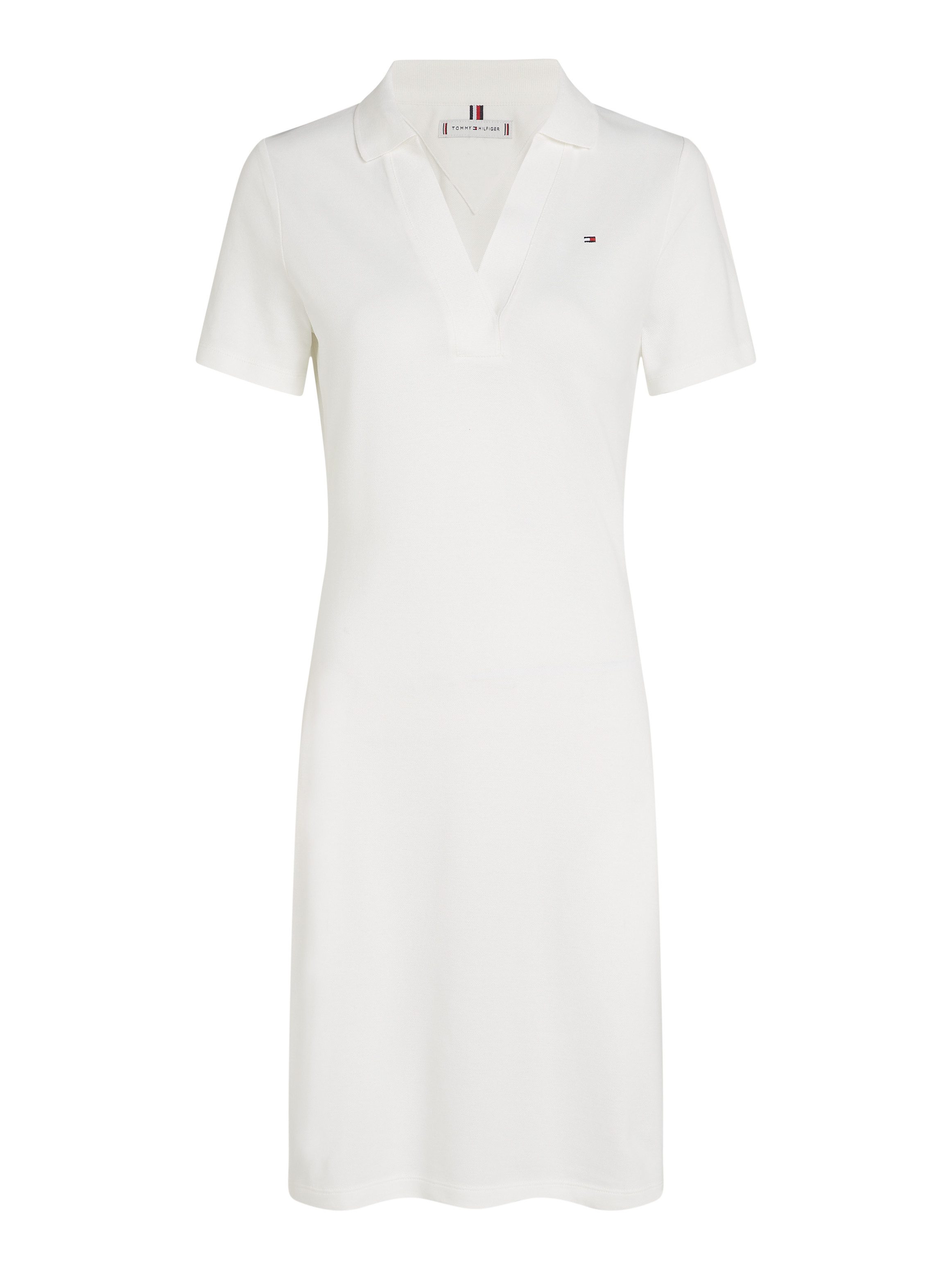 Tommy Hilfiger Polojurk SLIM OPEN NK POLO DRESS SS met geborduurde tommy hilfiger vlag